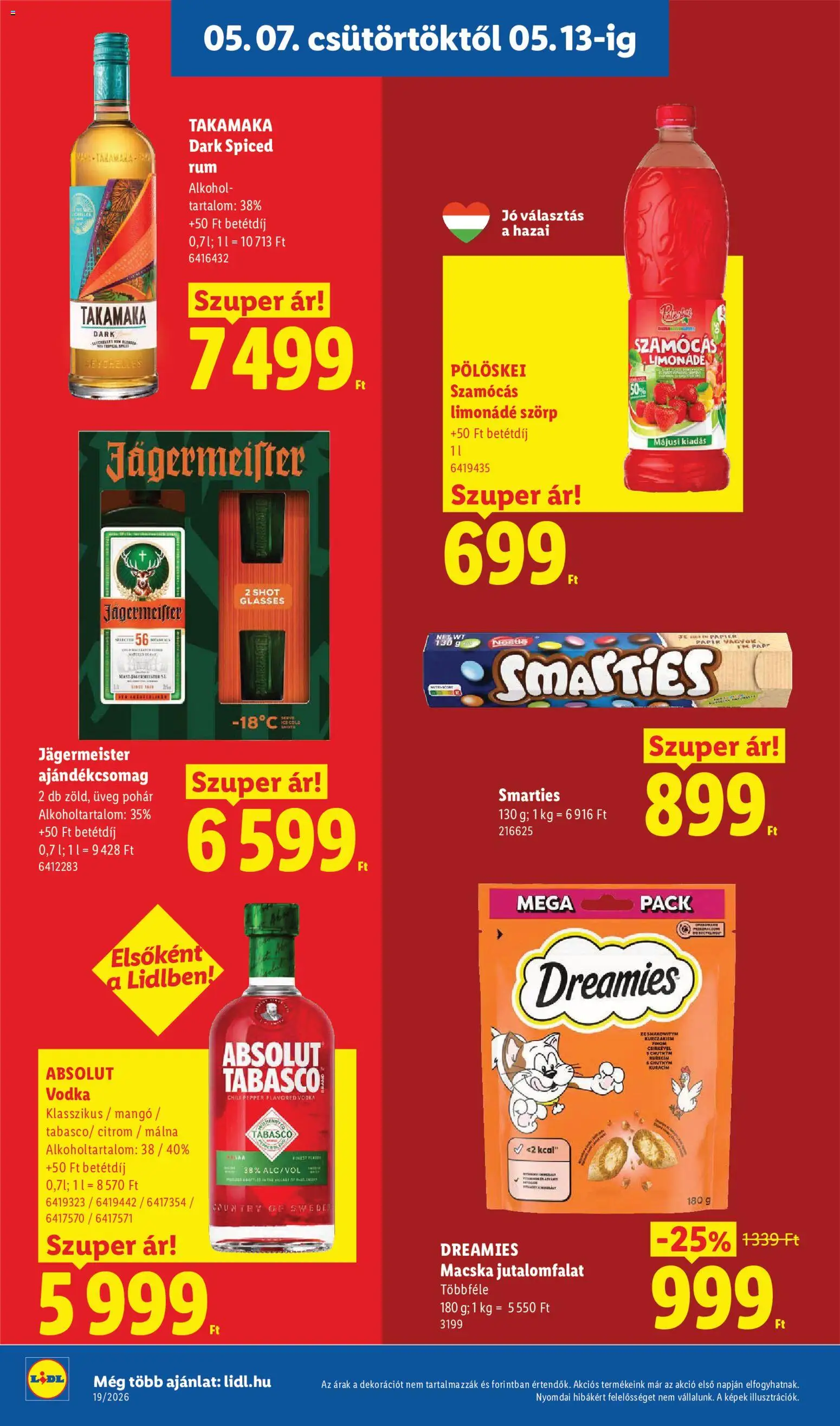 Lidl akciós ujság - amely érvényes a következő dátumtól: 07.05.2026 | Oldal: 16 | Termékek: Szörp, Jägermeister, Vodka, Citrom