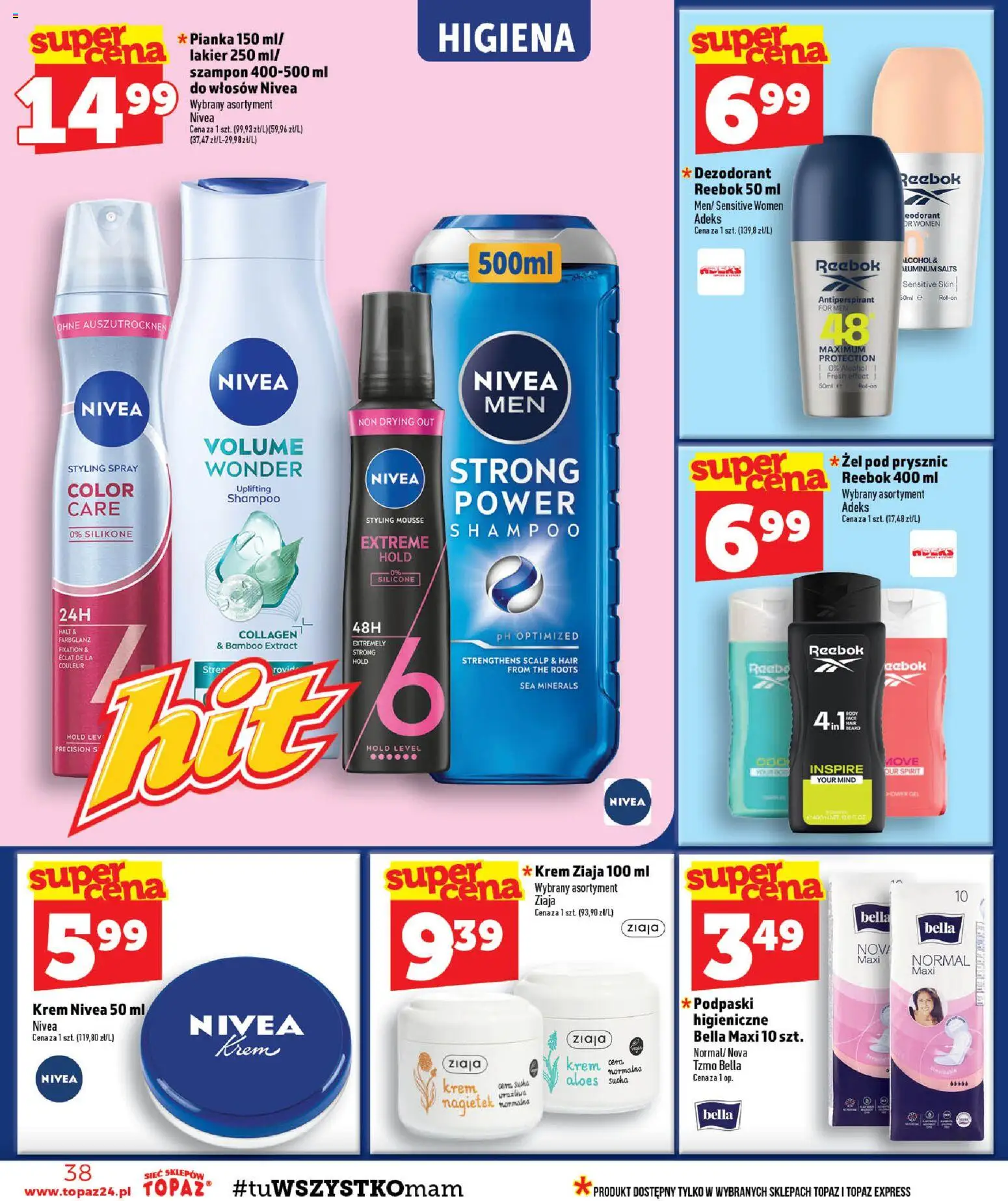 Topaz gazetka od 06.08.2026 | Strona: 38 | Produkty: Prysznic, Szampon, Żel pod prysznic, Dezodorant