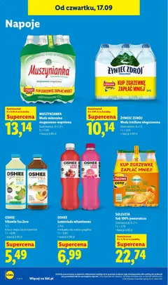 Pogląd oferty "ŻYWIEC ZDRÓJ Woda źródlana niegazowana, Sześciosztuk, 6 x 1 L" - ważna od 17.09.2026 | Strona: 66 | Produkty: Brzoskwinia, Napoje, Muszynianka, Oshee