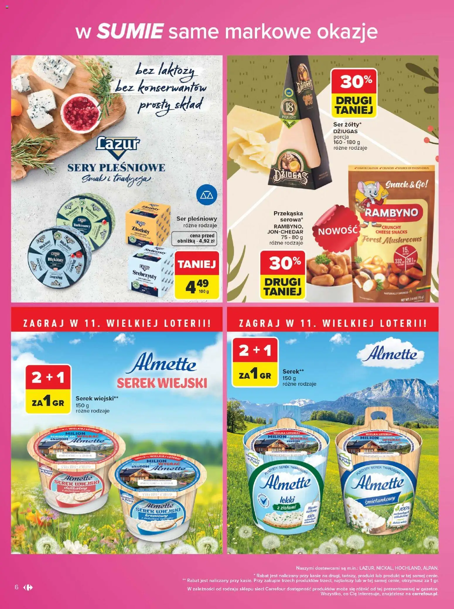 Carrefour gazetka - Same markowe okazje od 03.08.2026 | Strona: 6 | Produkty: Ser pleśniowy, Serek wiejski, Sery, Ser