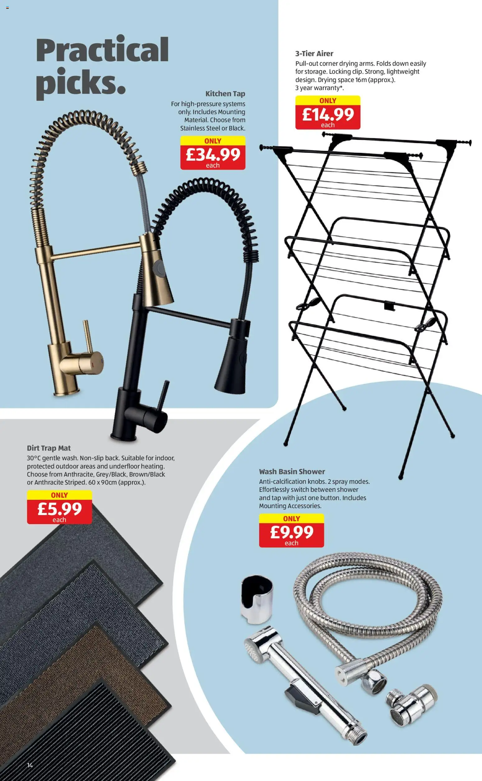 {H1} | Page: 14 | Products: Shower, Kitchen tap, Kitchen