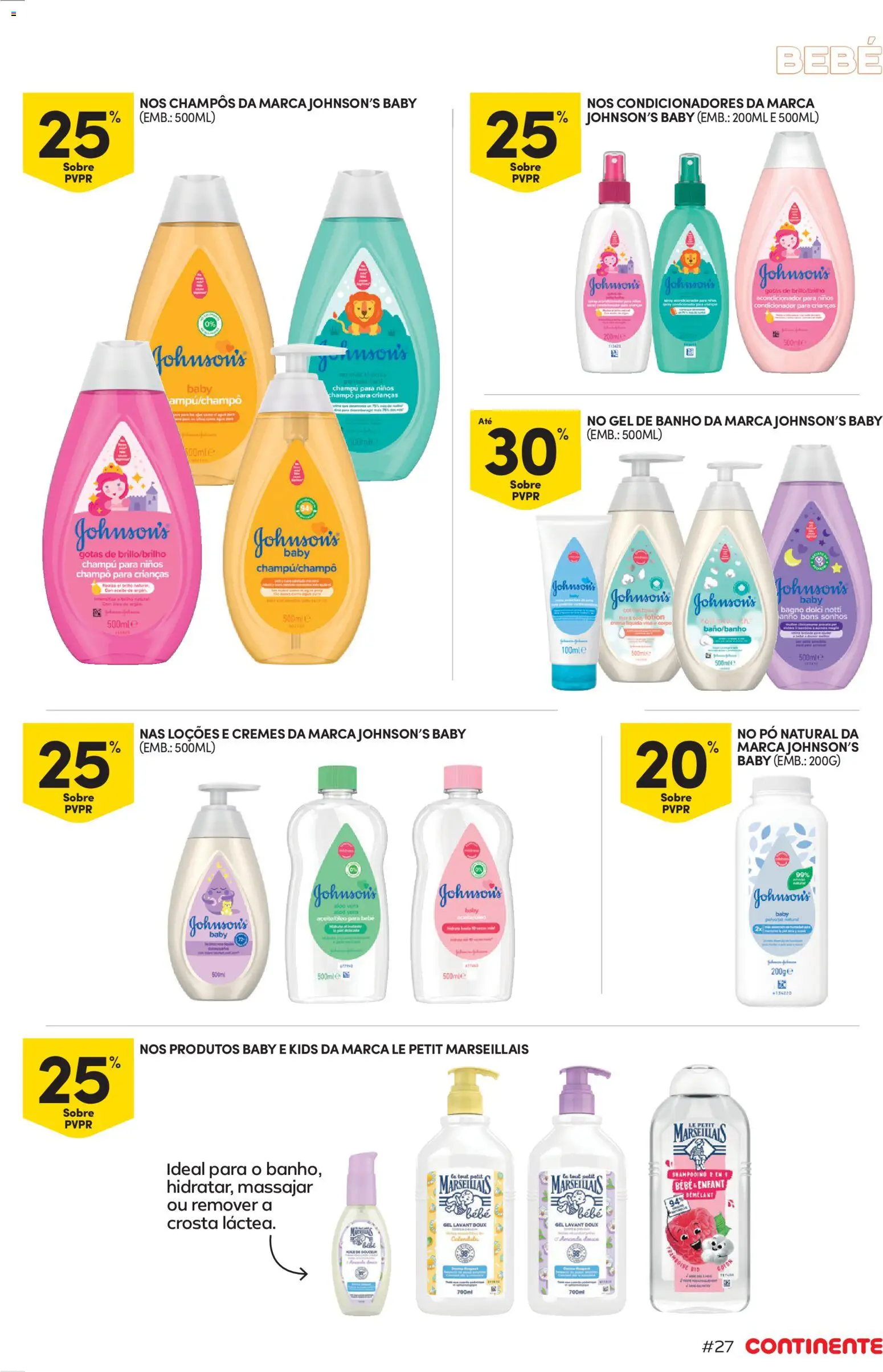 Continente Beleza: Ingridientes para uma pele de verão │ válido de 19.05.2026 | Página: 27 | Produtos: Shampoo, Condicionador, Gel de banho, Banho