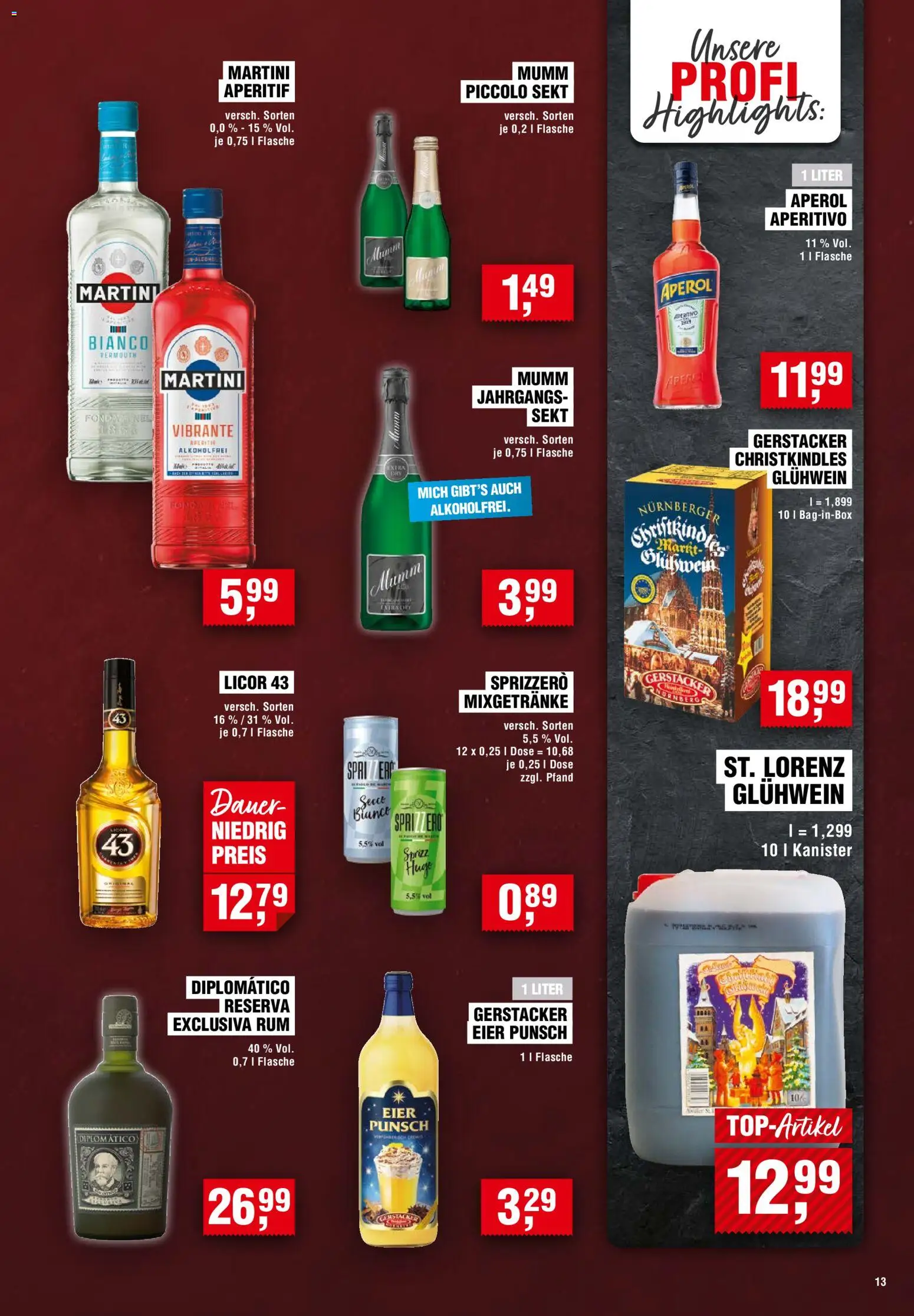 Handelshof Prospekt – gültig ab 12.11.2026 | Seite: 13 | Produkte: Martini, Eier, Aperol, Hugo