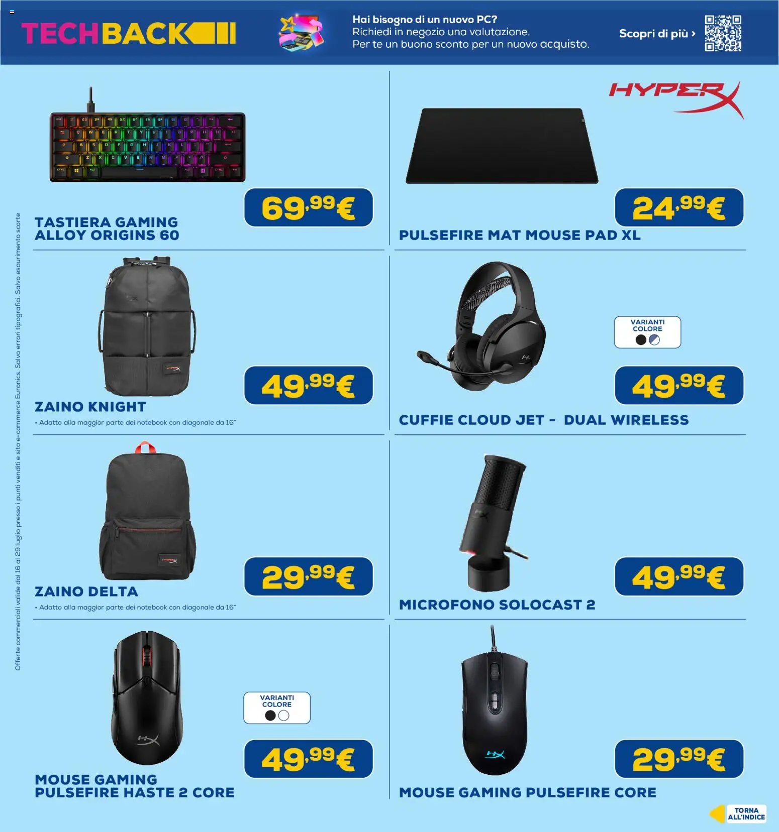 Volantino Euronics del 16/07/2026 | Pagina: 31 | Prodotti: Tè, Mouse, Cuffie, Microfono