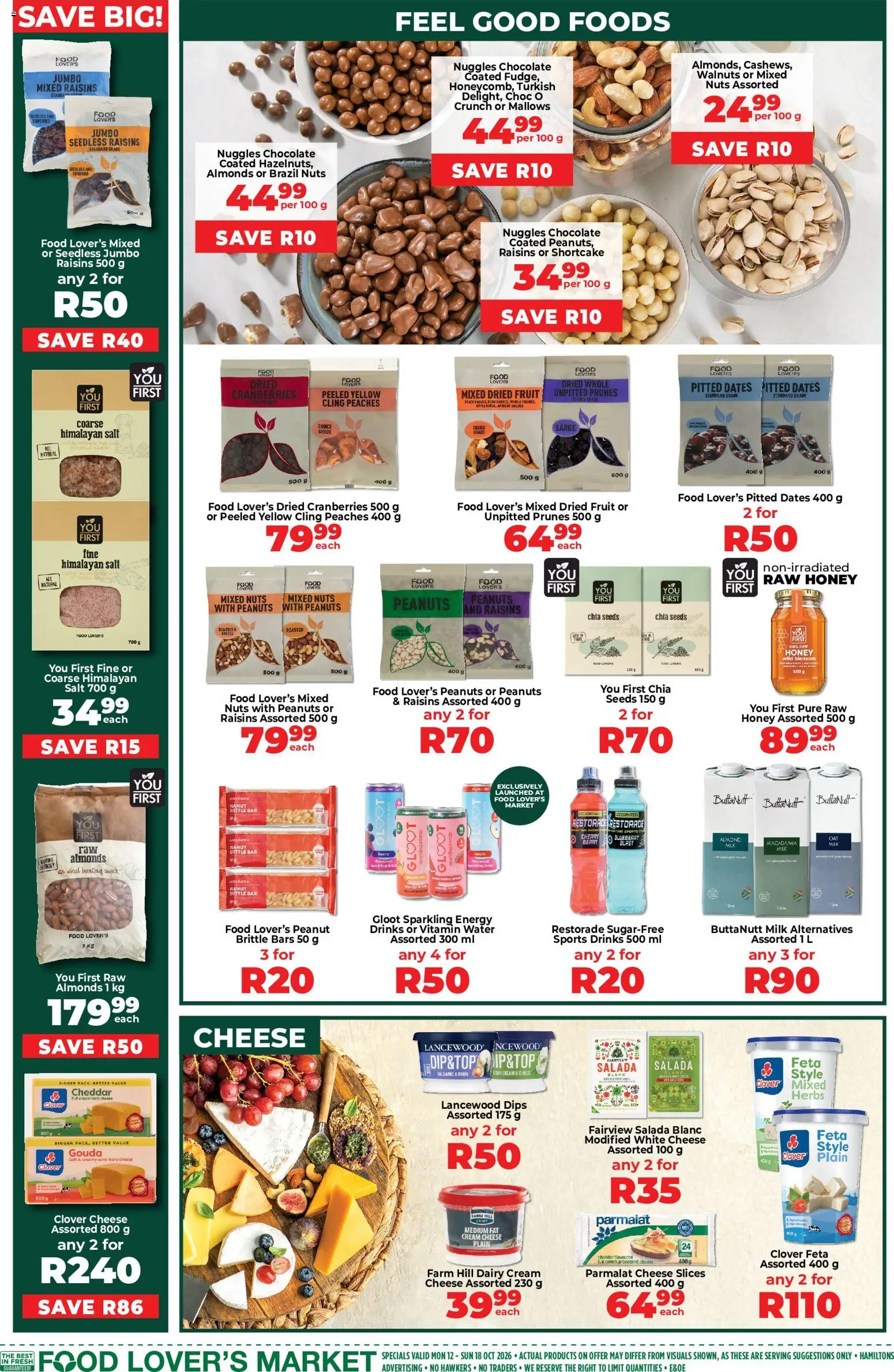 New Food Lover's Market catalogue – valid from 12/10/2026 | Page: 5 | Products: Milk, Cream, Peanuts, Raisins