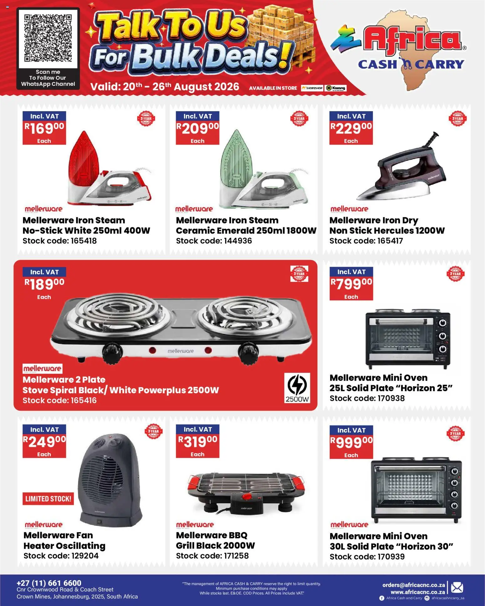 New Africa Cash & Carry catalogue – valid from 20/08/2026 | Page: 37 | Products: Plate, Grill, Iron, Fan