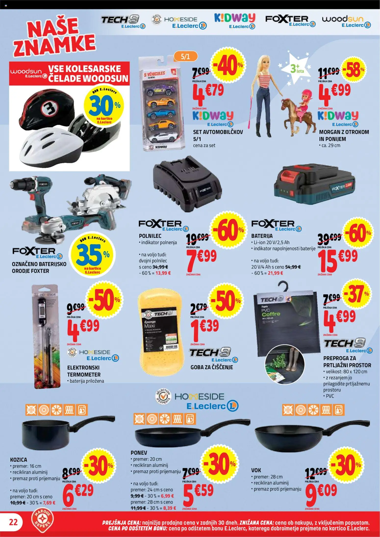 Novi E.leclerc katalog ponudbe – veljaven od 20.05.2026 | Stran: 22 | Izdelki: Baterija, Termometer, Baterije, Goba