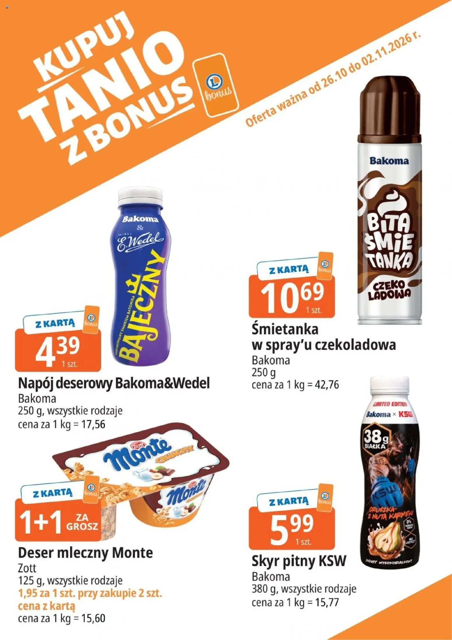 E.Leclerc gazetka - Kupuj Tanio Z Bonus od 26.10.2026 | Strona: 6 | Produkty: Karta, Deser, Skyr pitny, Skyr