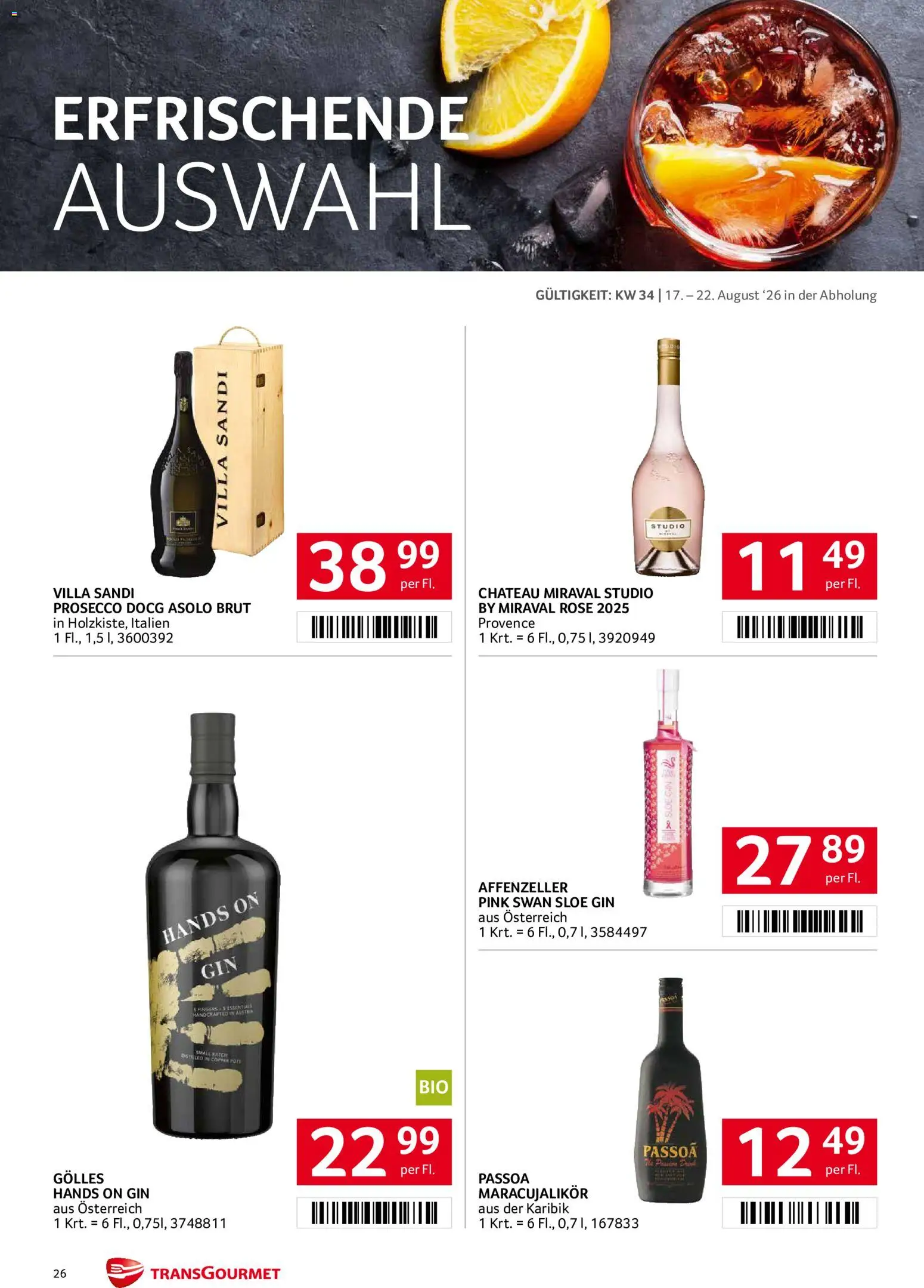 Transgourmet Flugblatt gültig ab 17.08.2026 | Seite: 25 | Produkte: Gin, Prosecco