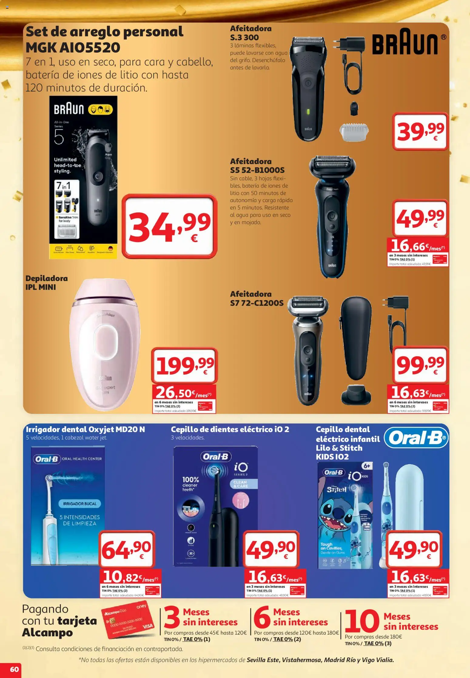Alcampo folleto Fuenlabrada │ válido desde el 22/10/2026 | Página: 60 | Productos: Cepillo de dientes, Irrigador bucal, Depiladora, Agua