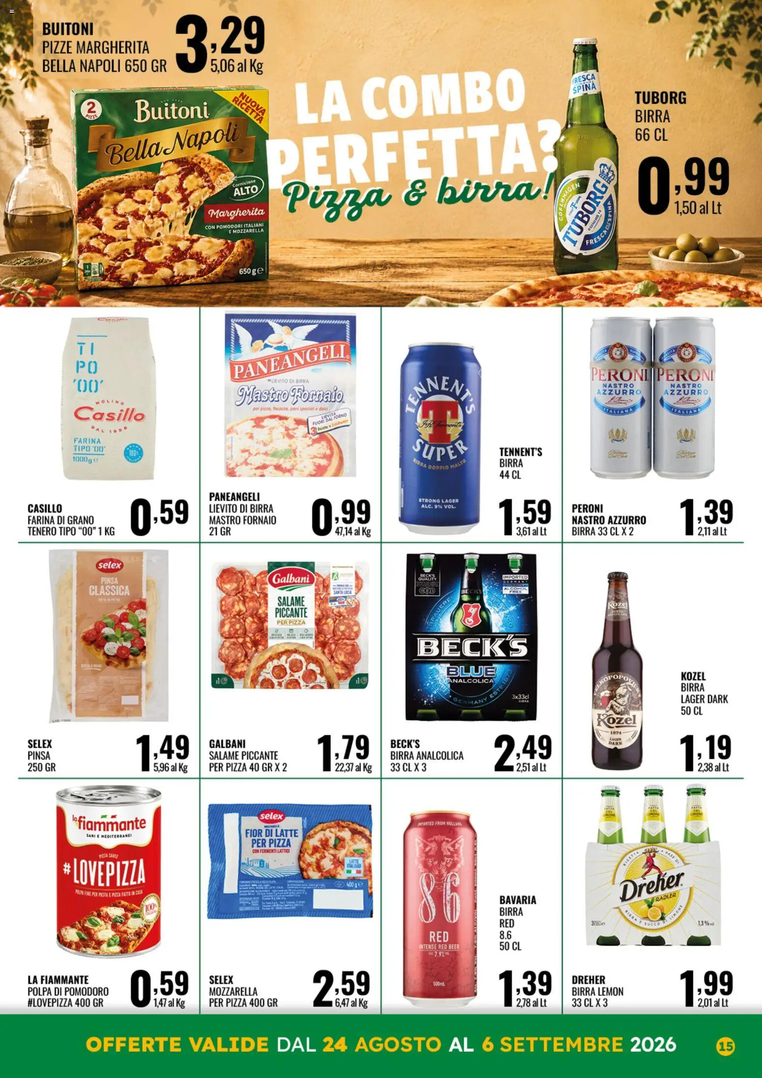 Volantino GECOP del 24/08/2026 | Pagina: 15 | Prodotti: Pizza, Farina, Limoni, Radler
