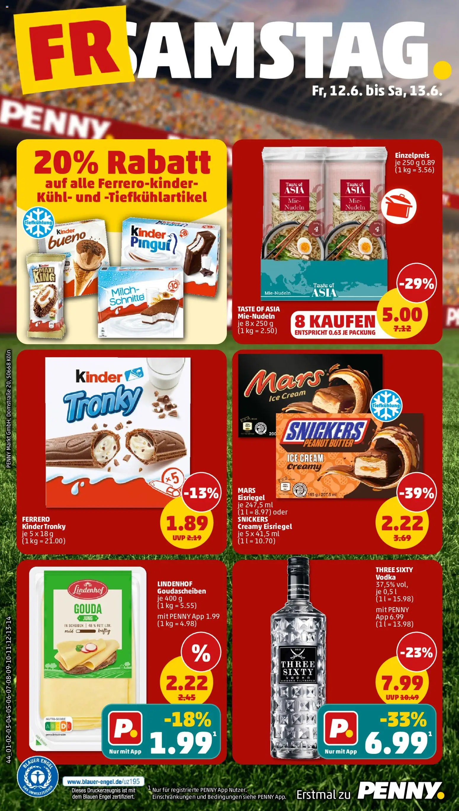Penny Prospekt – gültig ab 08.06.2026 | Seite: 46 | Produkte: Butter, Snickers, Mars, Vodka