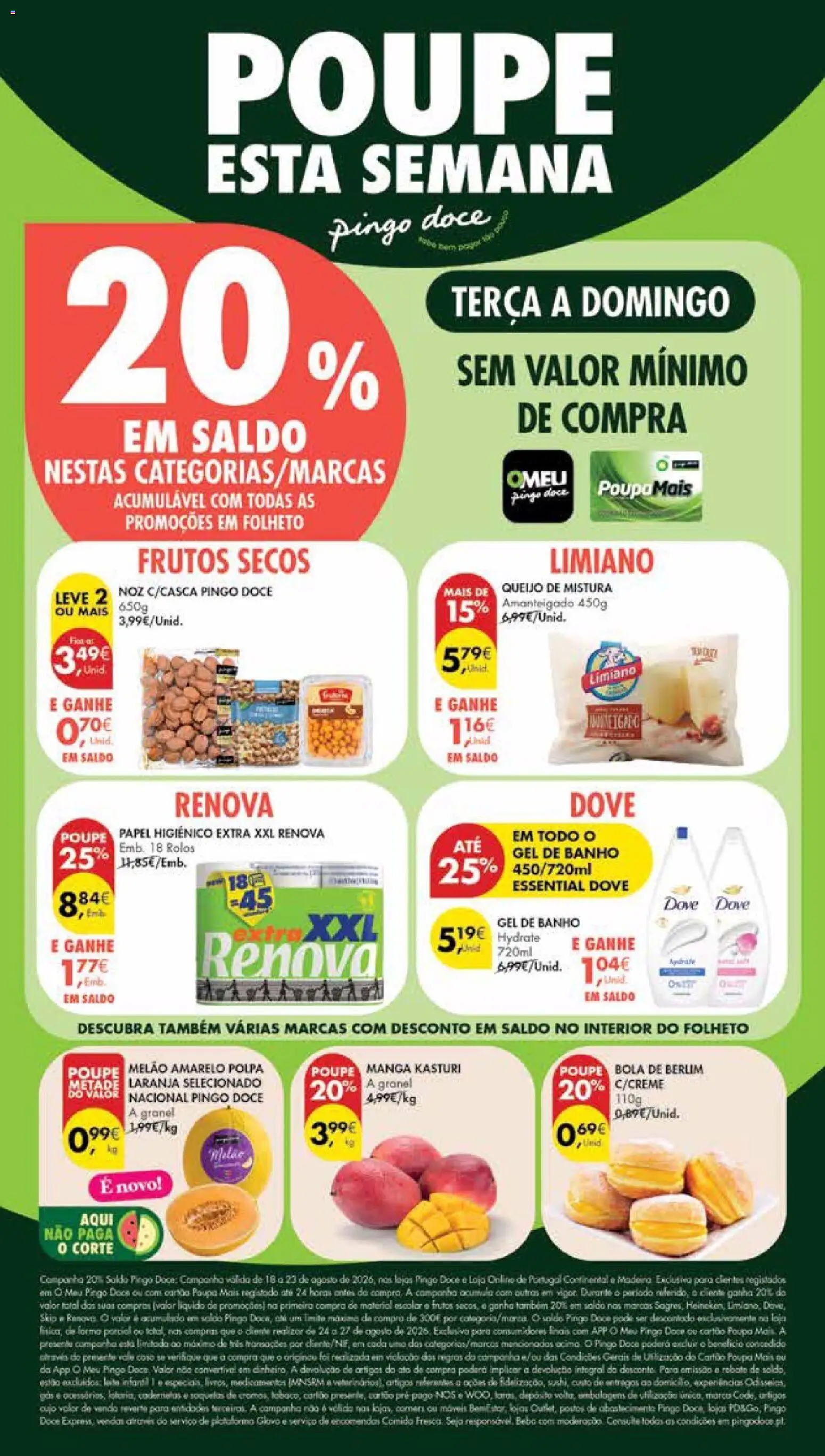 Pingo Doce Poupe Esta Semana Madeira │ válido de 18/08/2026 | Página: 1 | Produtos: Manga, Gel de banho, Queijo, Melão