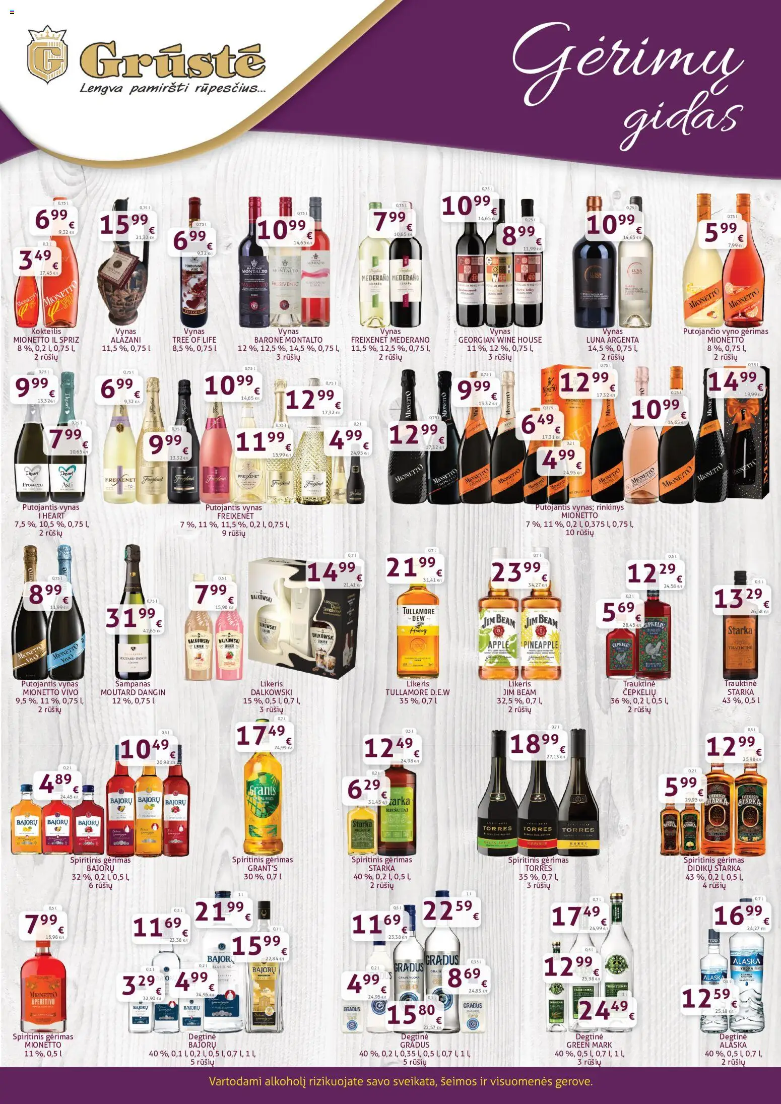 GRUSTE akcijos nuo 01.06.2026 | Puslapis: 1 | Prekių: Riešutai, Degtinė, Vynas