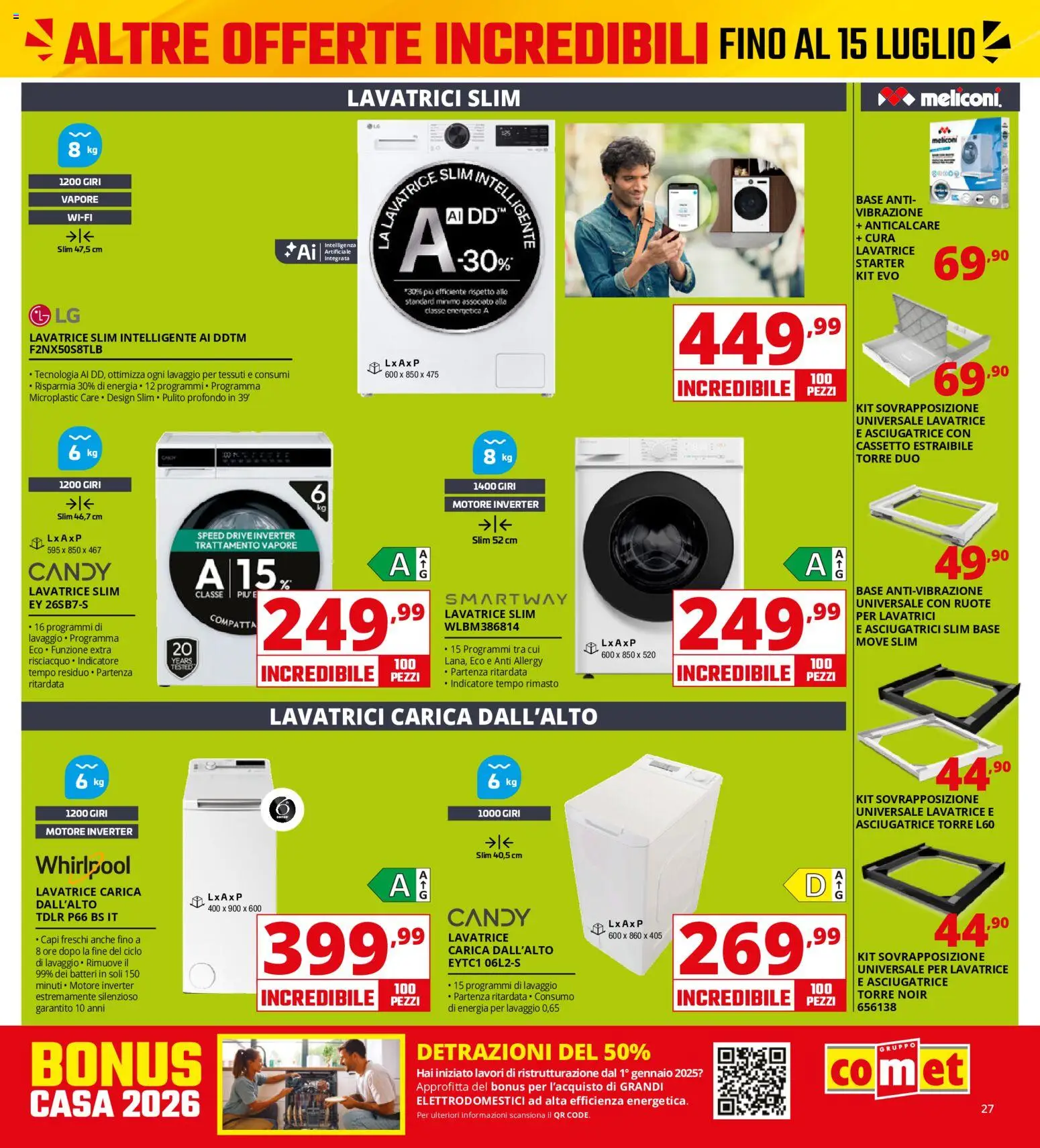 Volantino Comet del 13/07/2026 | Pagina: 27 | Prodotti: Anticalcare, Lavatrice, Asciugatrice