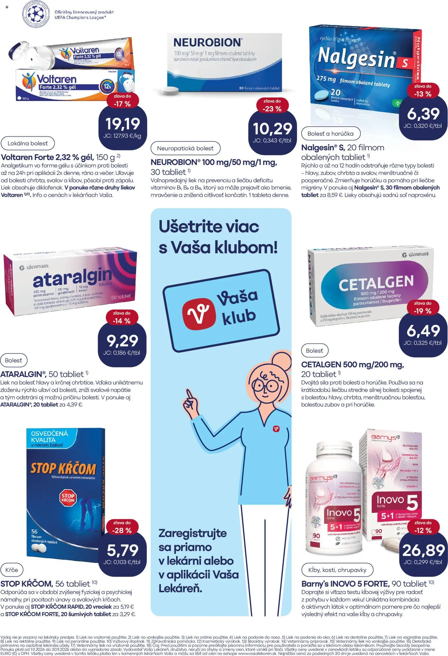 Nové Vaša lekáreň akcie – leták je platný od 01.09.2026 | Strana: 4 | Produkty: Tablet, Kolagén, Voltaren