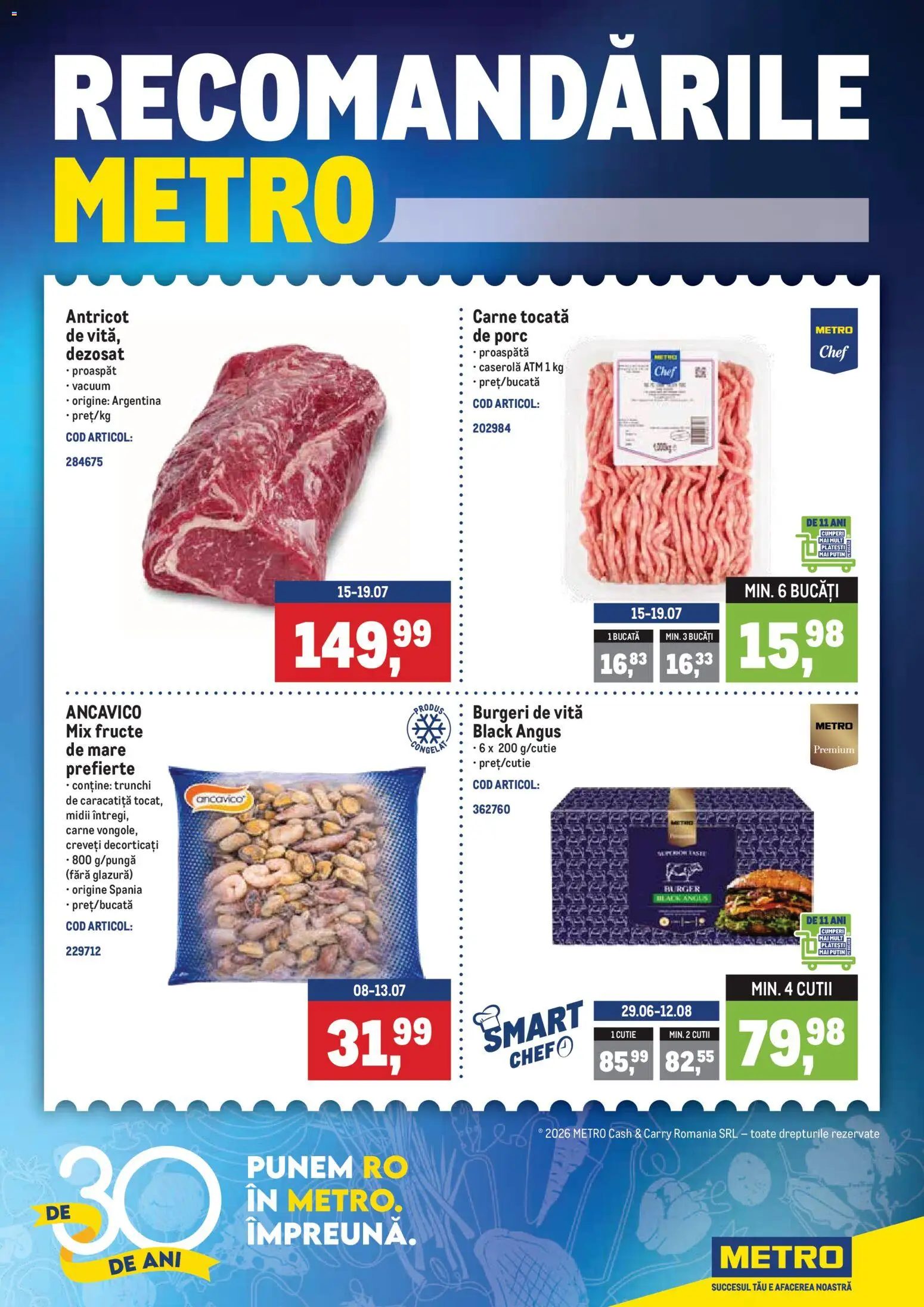 Noul catalog Metro – valabil de la 20.07.2026 | Pagină: 1 | Produse: Cutie, Mix fructe, Burger, Fructe