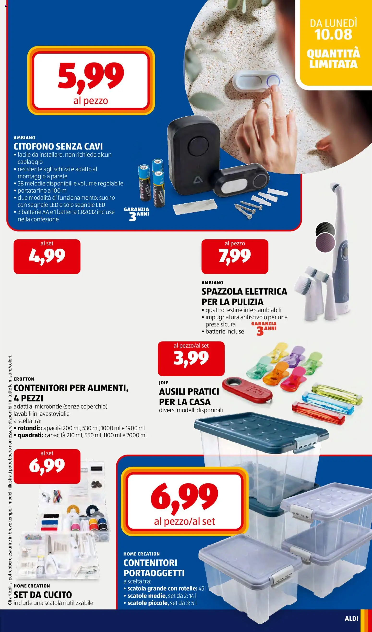 Volantino Aldi del 10/08/2026 | Pagina: 25 | Prodotti: Spazzola, Microonde, Batterie AA, Spazzola elettrica
