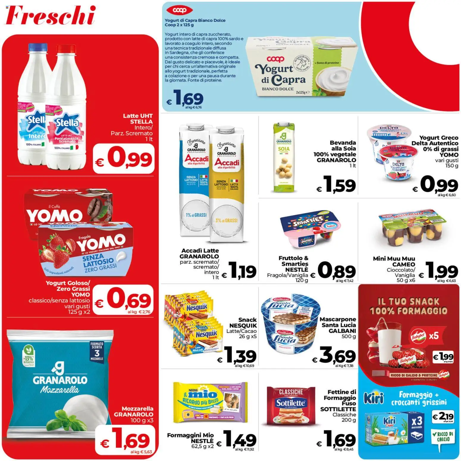 Volantino COOP del 23/10/2026 | Pagina: 4 | Prodotti: Yogurt greco, Latte, Mascarpone, Formaggio fuso
