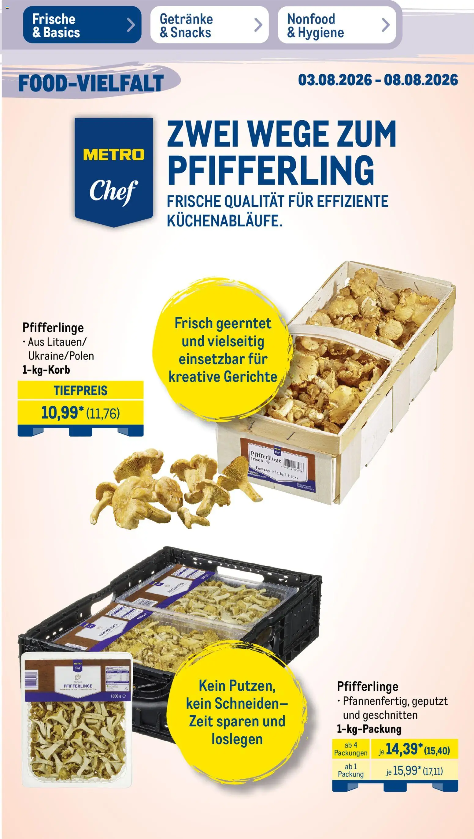 Metro Non Food & Hygiene – gültig ab 03.08.2026 | Seite: 40 | Produkte: Pfifferlinge