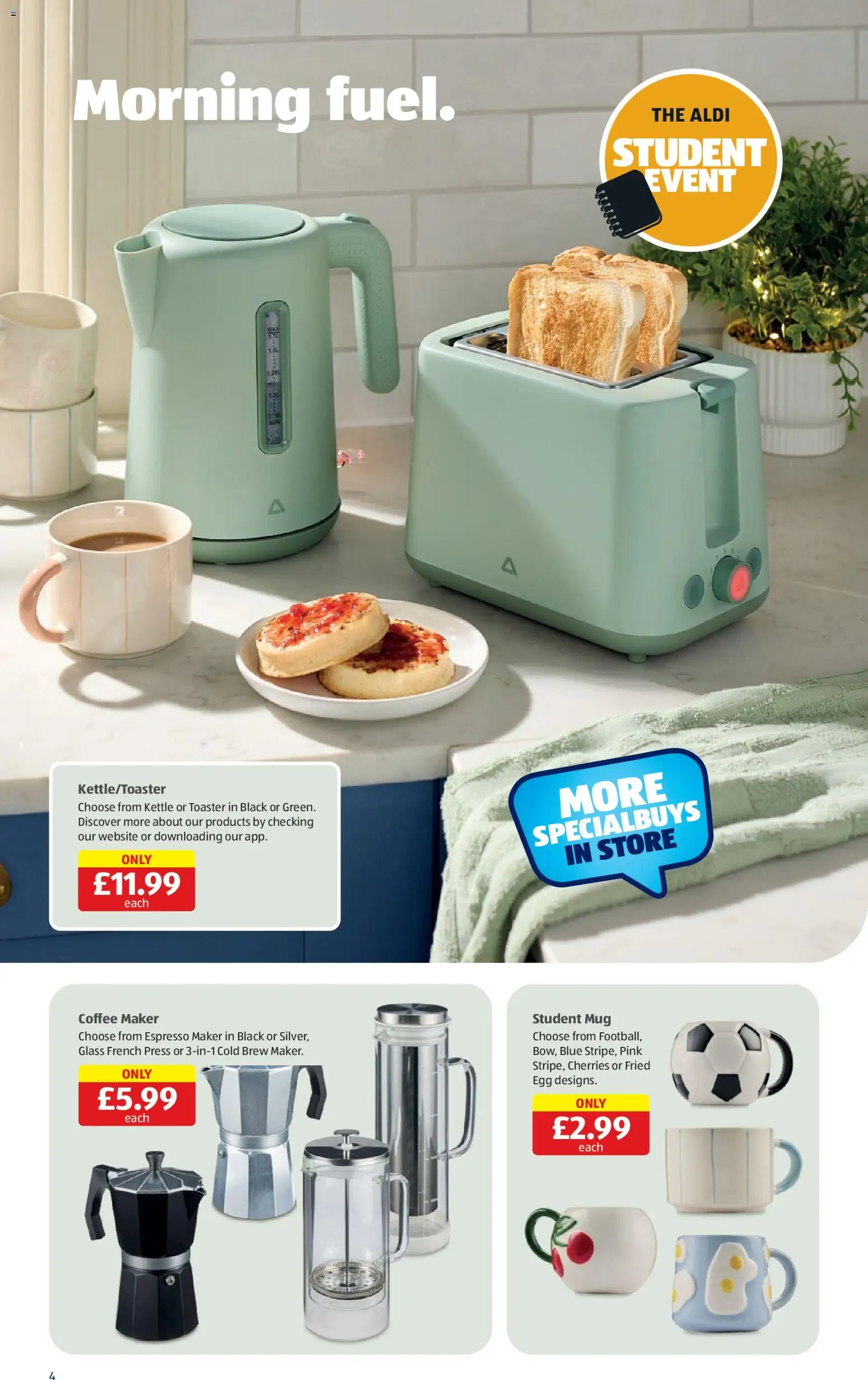 {H1} | Page: 4 | Products: Coffee maker, Kettle, Press, Toaster