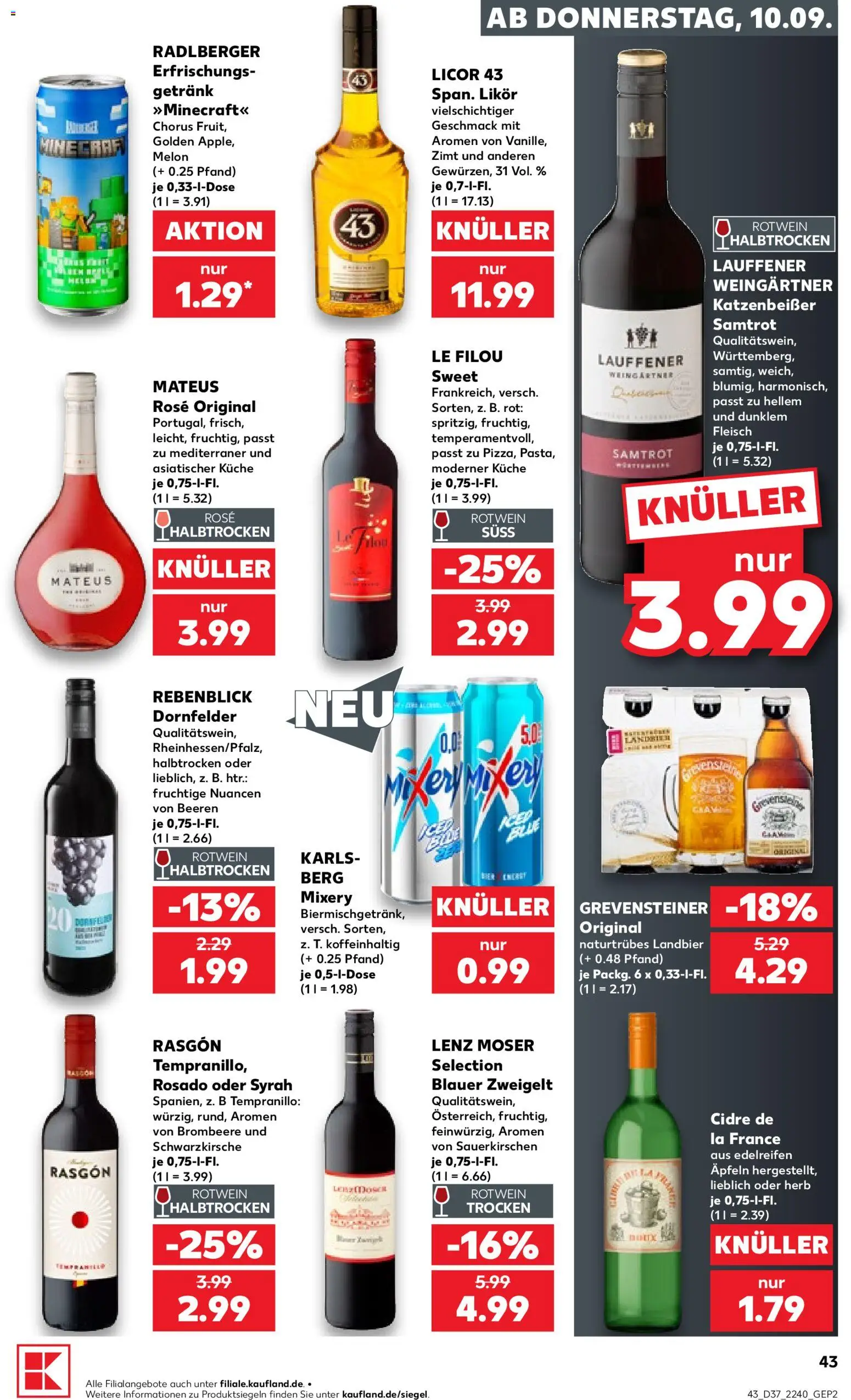 Kaufland Německo leták od 10.09.2026 | Strana: 43 | Produkty: Licor 43