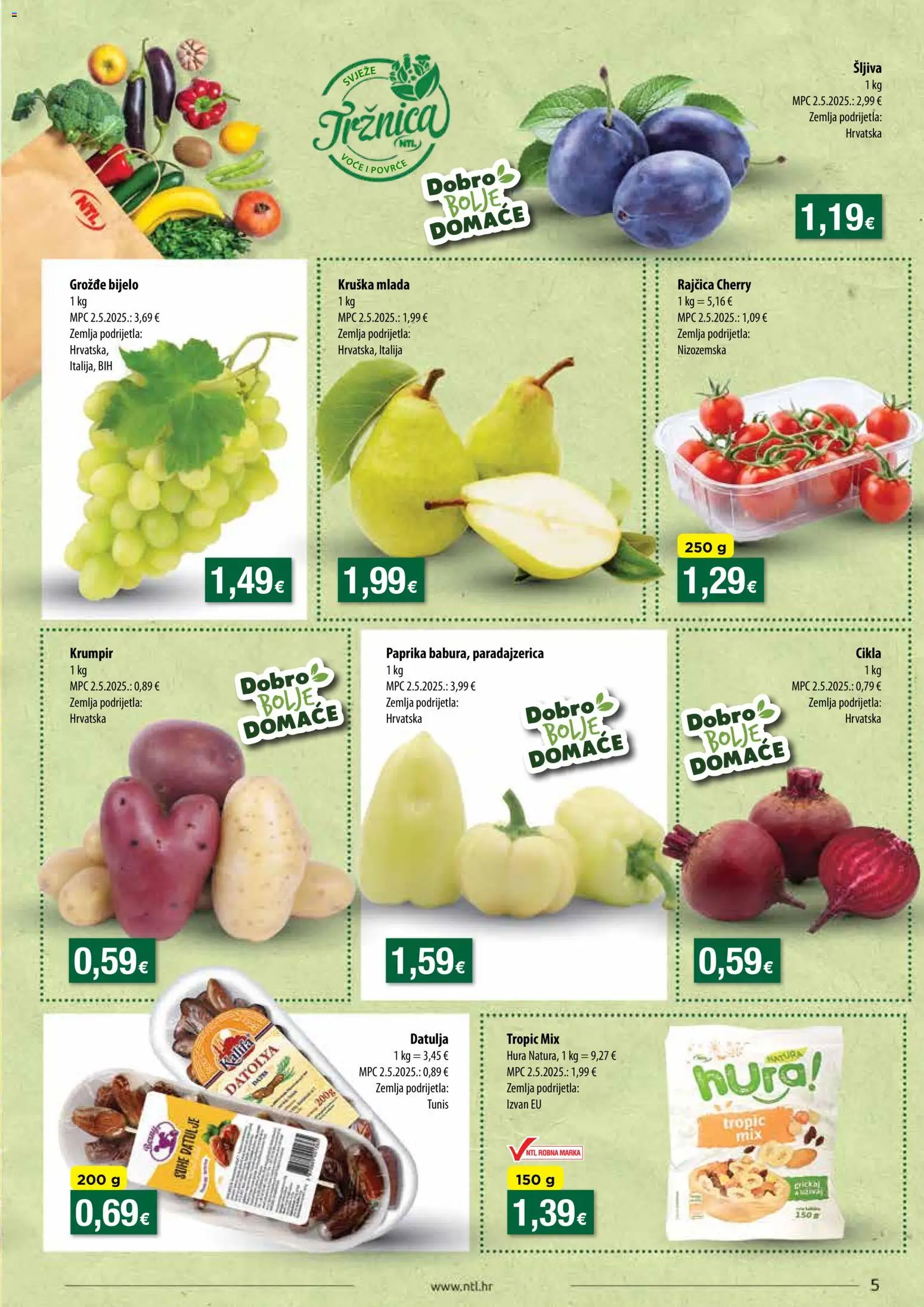 NTL katalog | vrijedi od 05.08.2026 | Stranica: 5 | Proizvodi: Voće, Cikla, Grožđe, Datulja