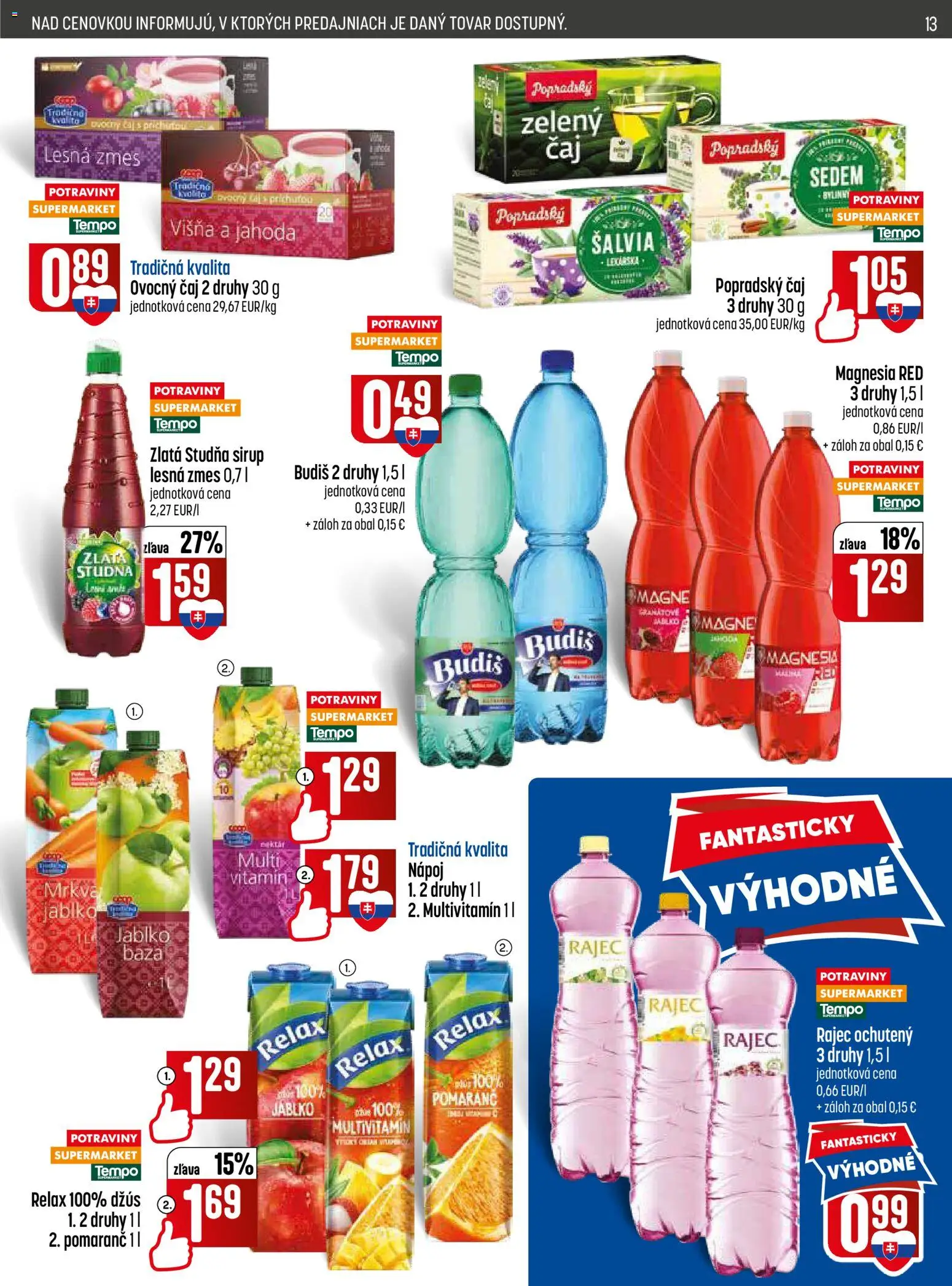 Nové COOP Jednota akcie – leták je platný od 18.06.2026 | Strana: 13 | Produkty: Rajec, Budiš, Magnesia, Mrkva