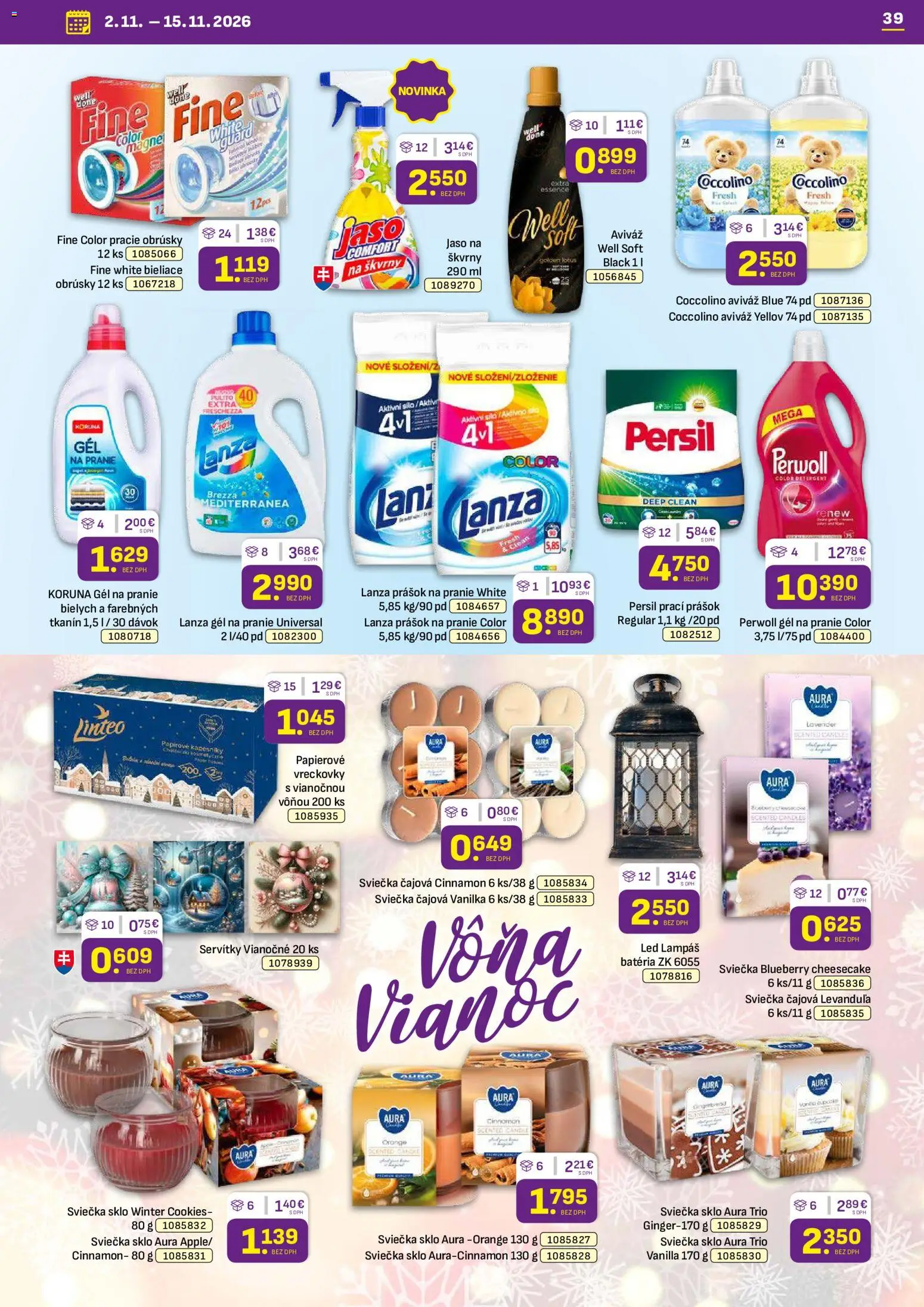 Nové Libex akcie – leták je platný od 02.11.2026 | Strana: 39 | Produkty: Lotus, Persil, Batéria, Vanilka