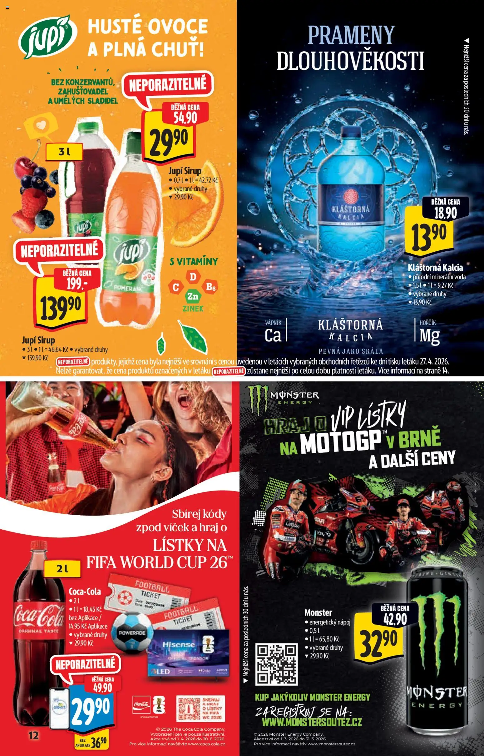 Albert katalog - Supermarket od 06.05.2026 | Strana: 12 | Produkty: Monster, Coca cola, Sirup, Minerální voda