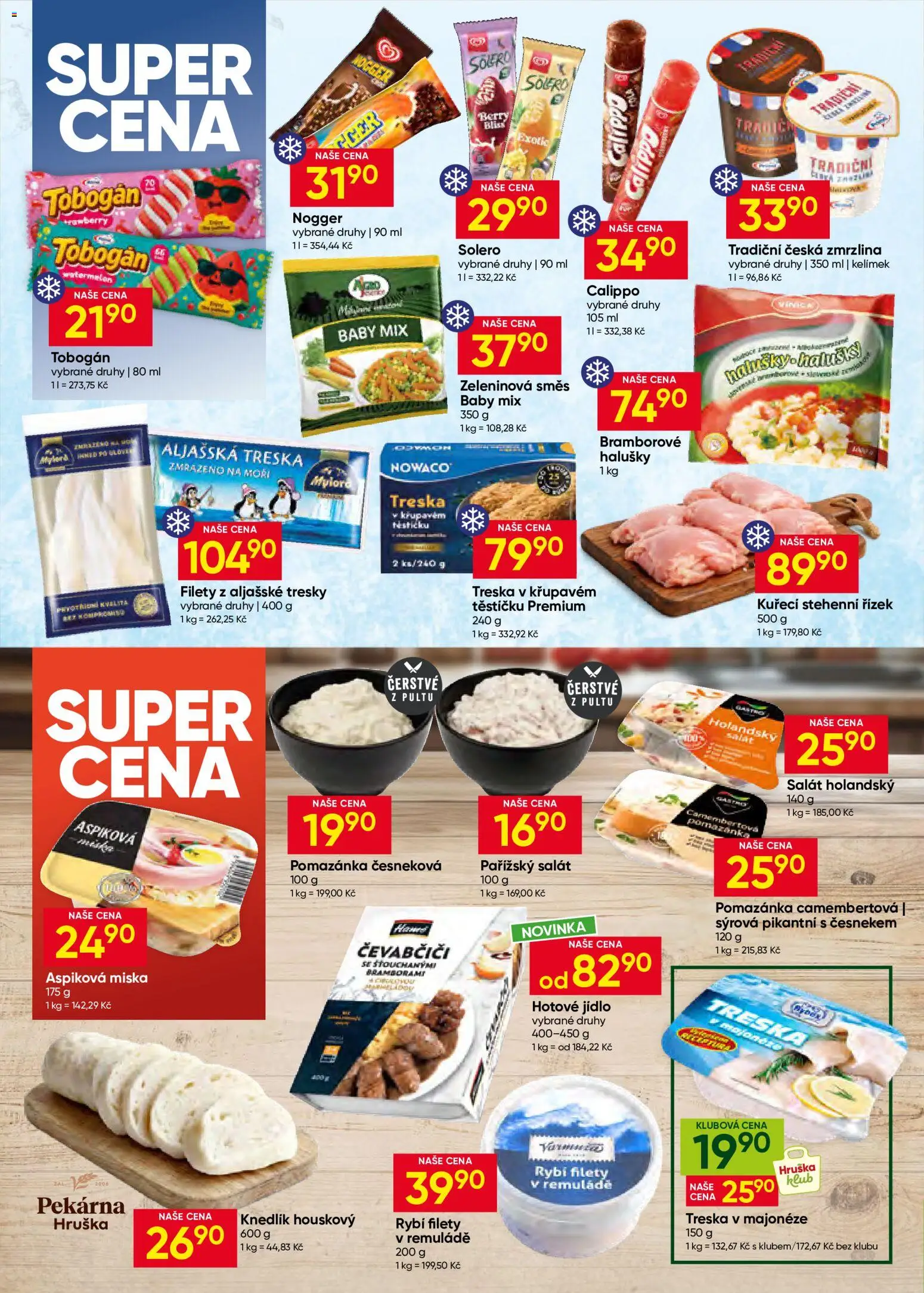 Hruška leták od 15.07.2026 | Strana: 6 | Produkty: Aljašská treska, Zmrzlina, Salát, Miska
