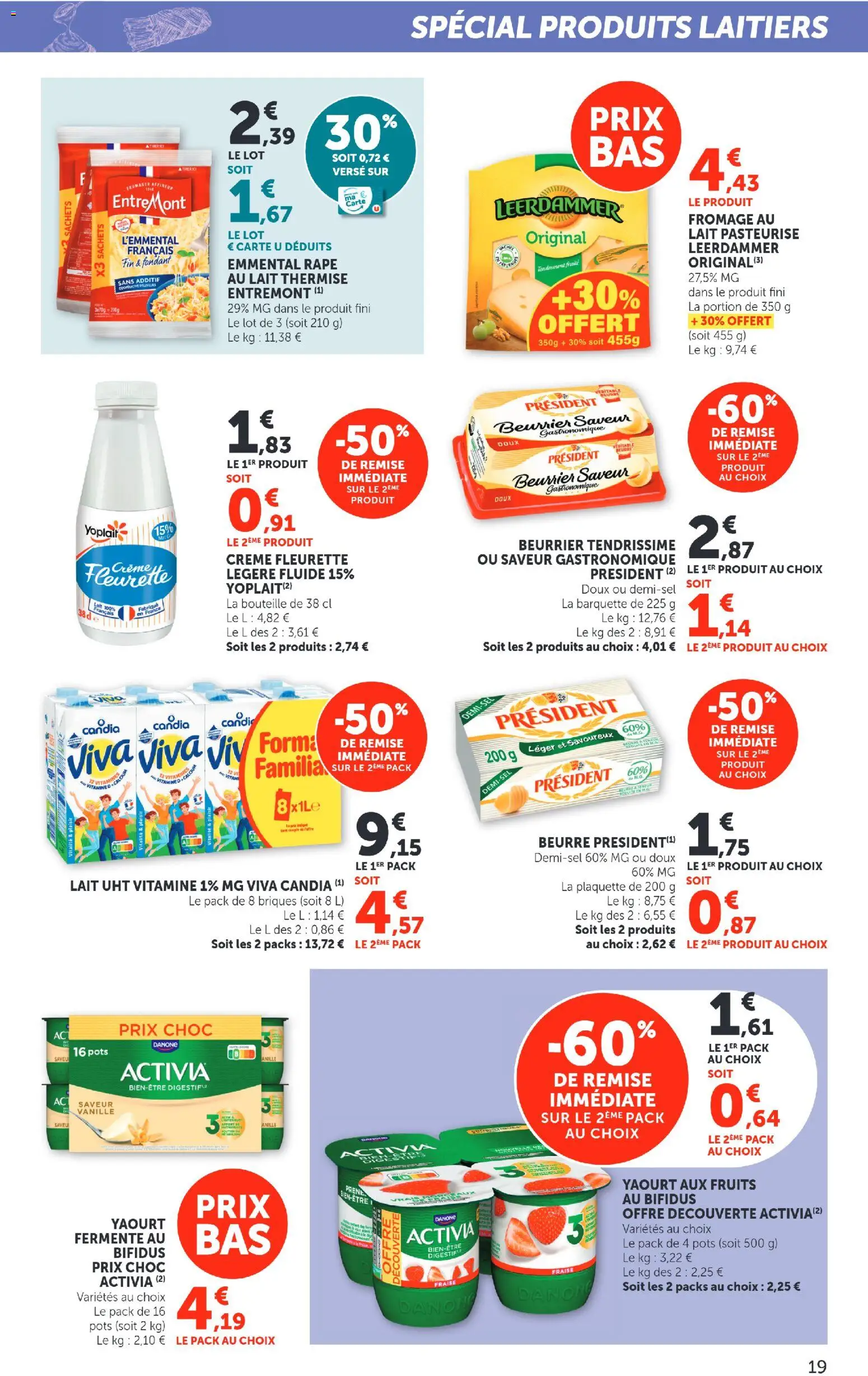 {H1} | Page: 19 | Produits: Fraise, Emmental, Briques, Beurre