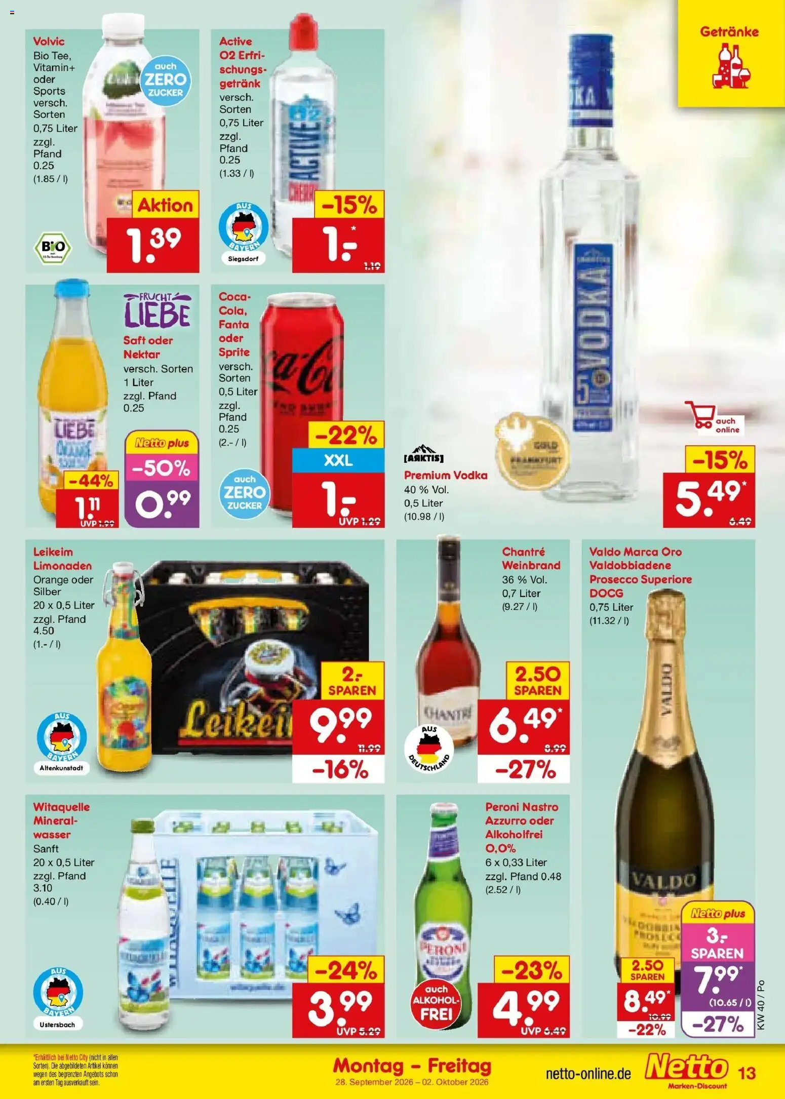 Netto Marken-Discount Prospekt Regensburg – gültig ab 28.09.2026 | Seite: 19 | Produkte: Sprite, Prosecco, Chantré, Volvic