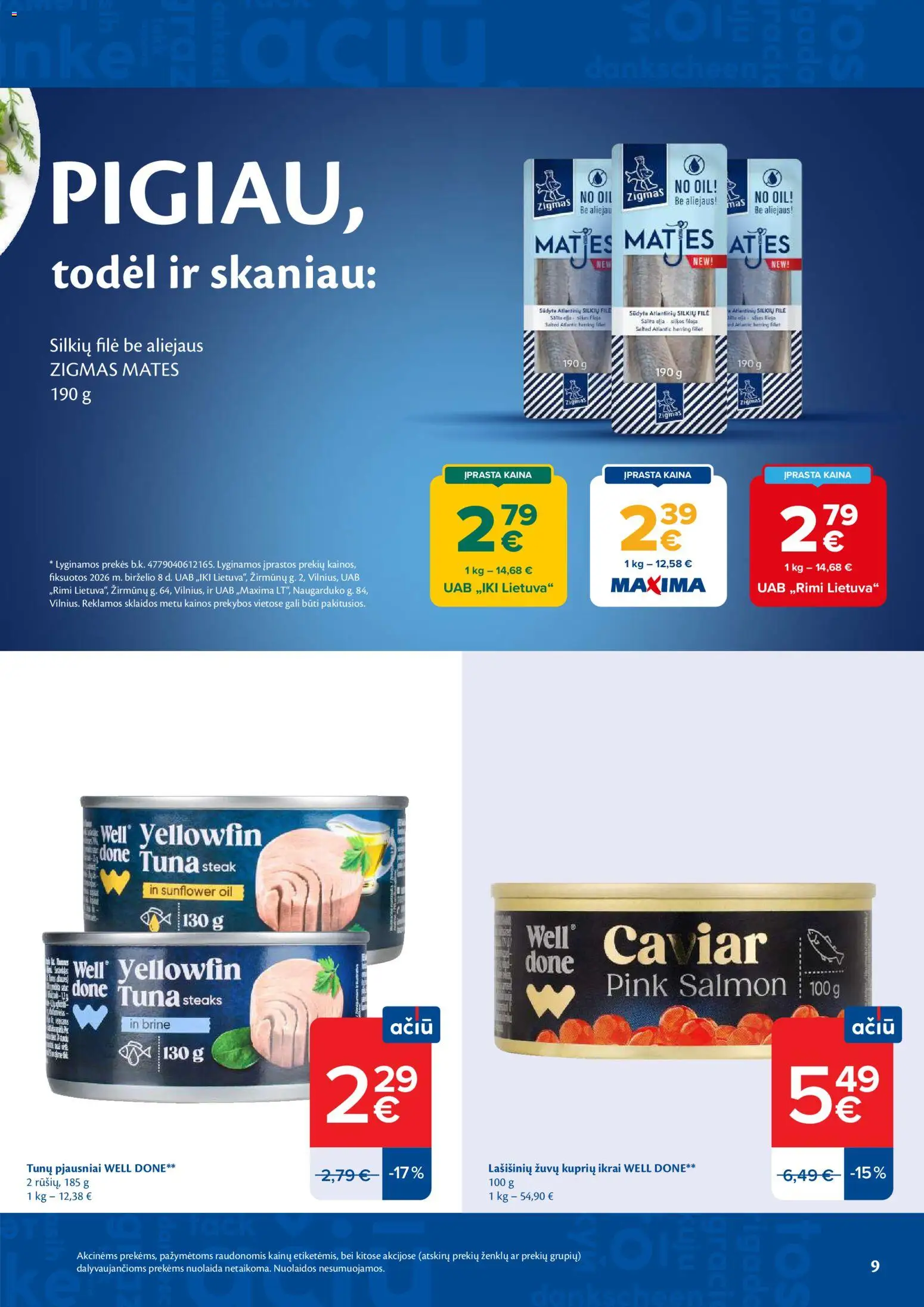 MAXIMA akcijos nuo 16.06.2026 | Puslapis: 9 | Prekių: Silkių filė, Ikrai