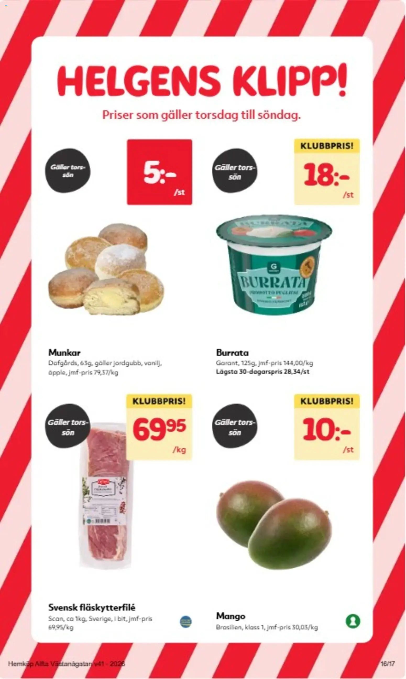 Hemköp reklamblad aktuell från 05/10/2026 | Sida: 16 | Produkter: Burrata, Galler, Fläskytterfilé, Mango
