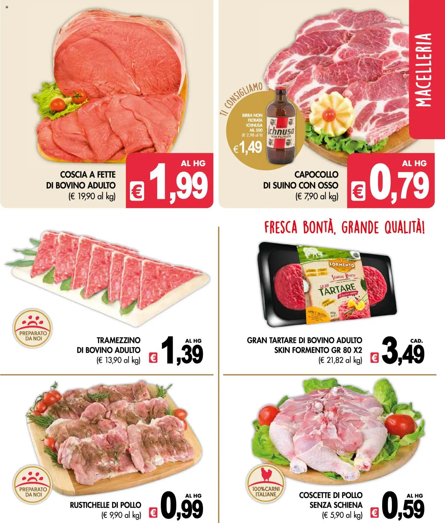Volantino Presto Fresco del 25.05.2026 | Pagina: 3 | Prodotti: Bovino, Birra, Suino, Tramezzino