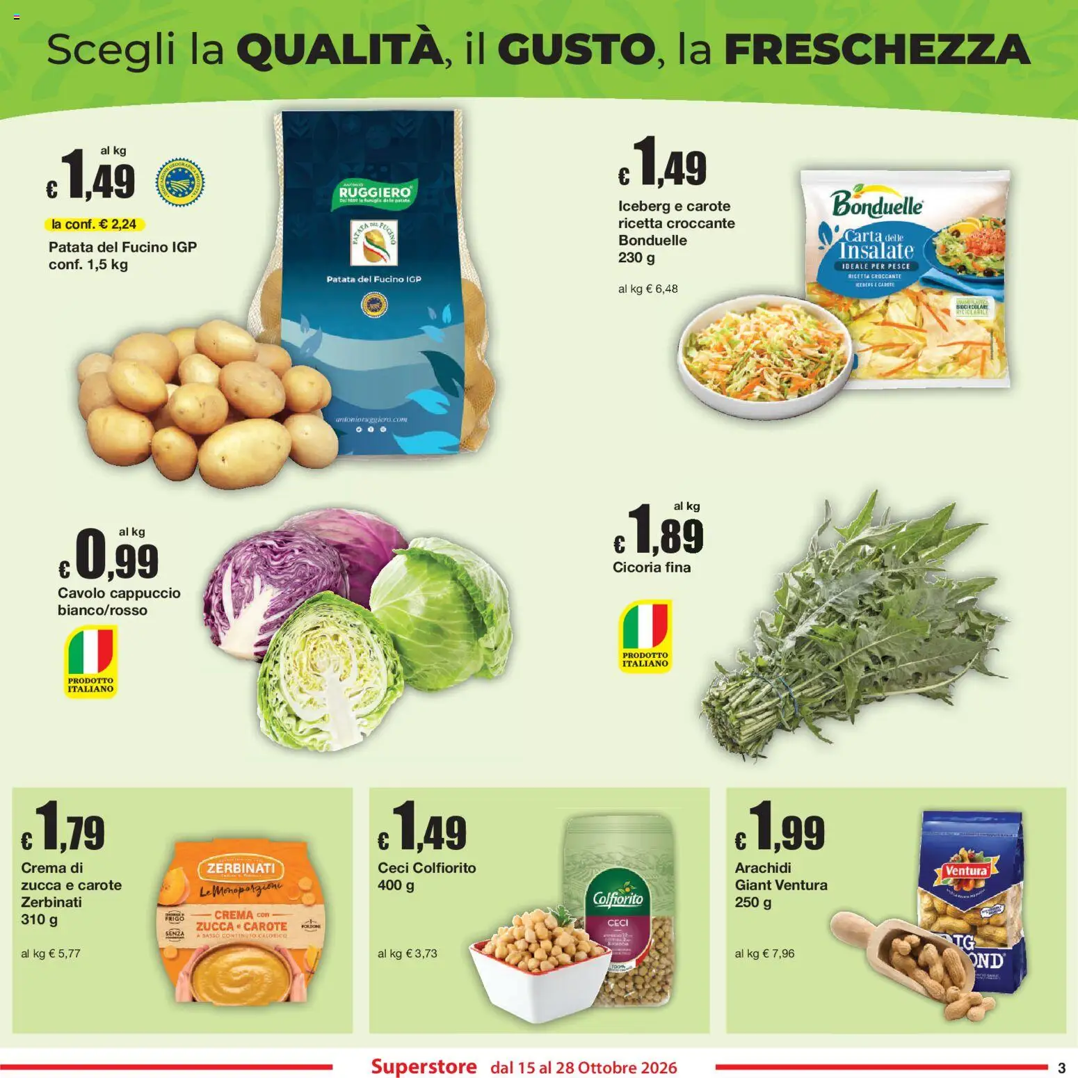 Volantino Sì con Te del 15/10/2026 | Pagina: 3 | Prodotti: Crema, Ceci, Basso, Arachidi