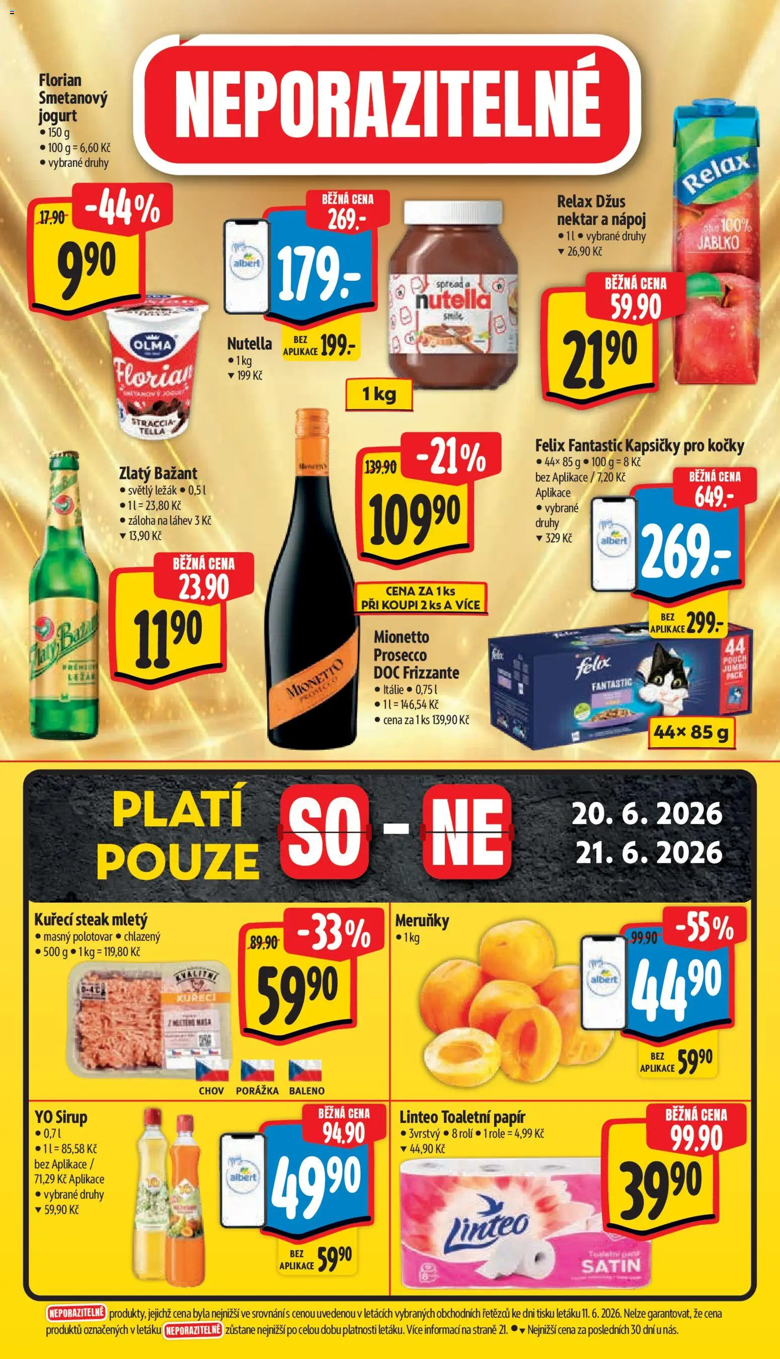 Albert leták - Supermarket od 17.06.2026 | Strana: 6 | Produkty: Džus, Mionetto, Yo sirup, Láhev