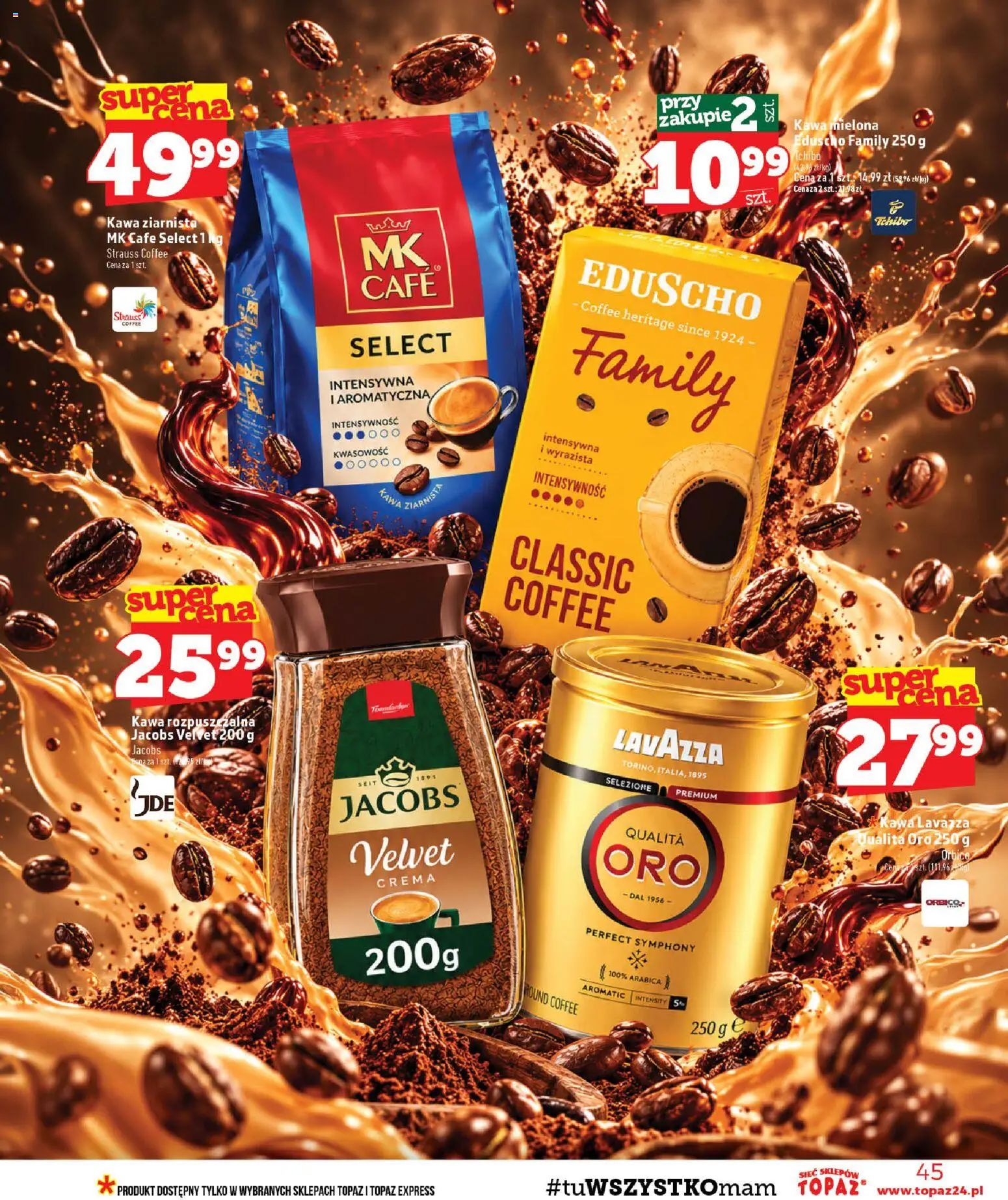 Topaz gazetka od 15.10.2026 | Strona: 45 | Produkty: Kawa rozpuszczalna, Tchibo, Kawa, Kawa mielona