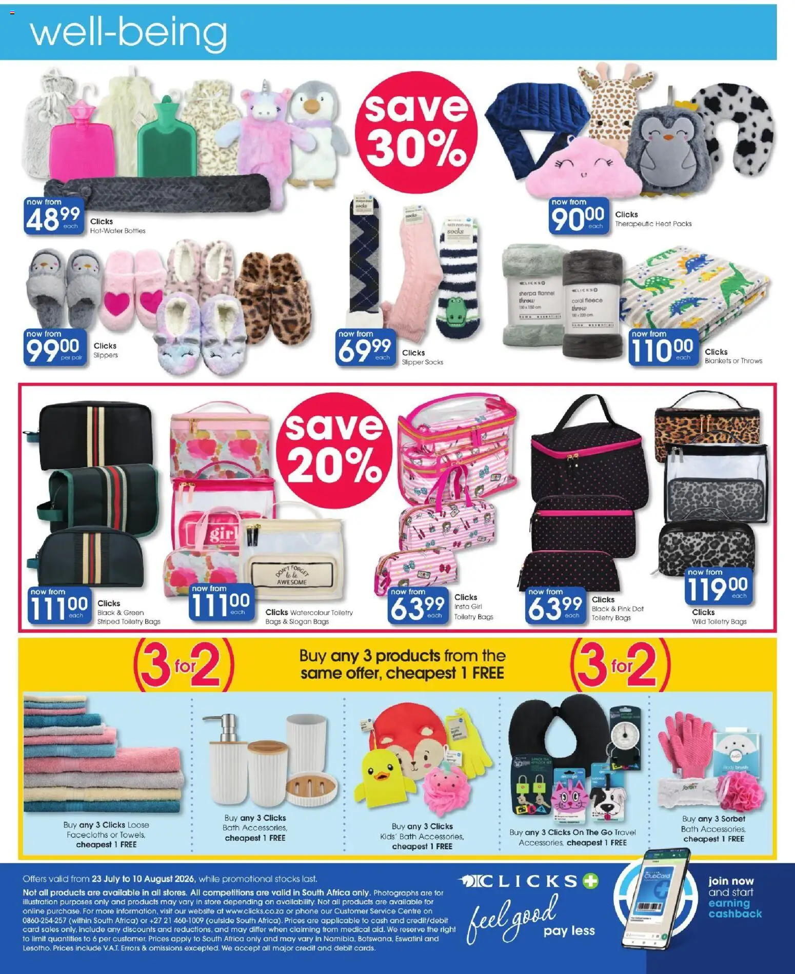 New Clicks catalogue – valid from 11/08/2026 | Page: 54 | Products: Socks, Phone, Blankets, Bath
