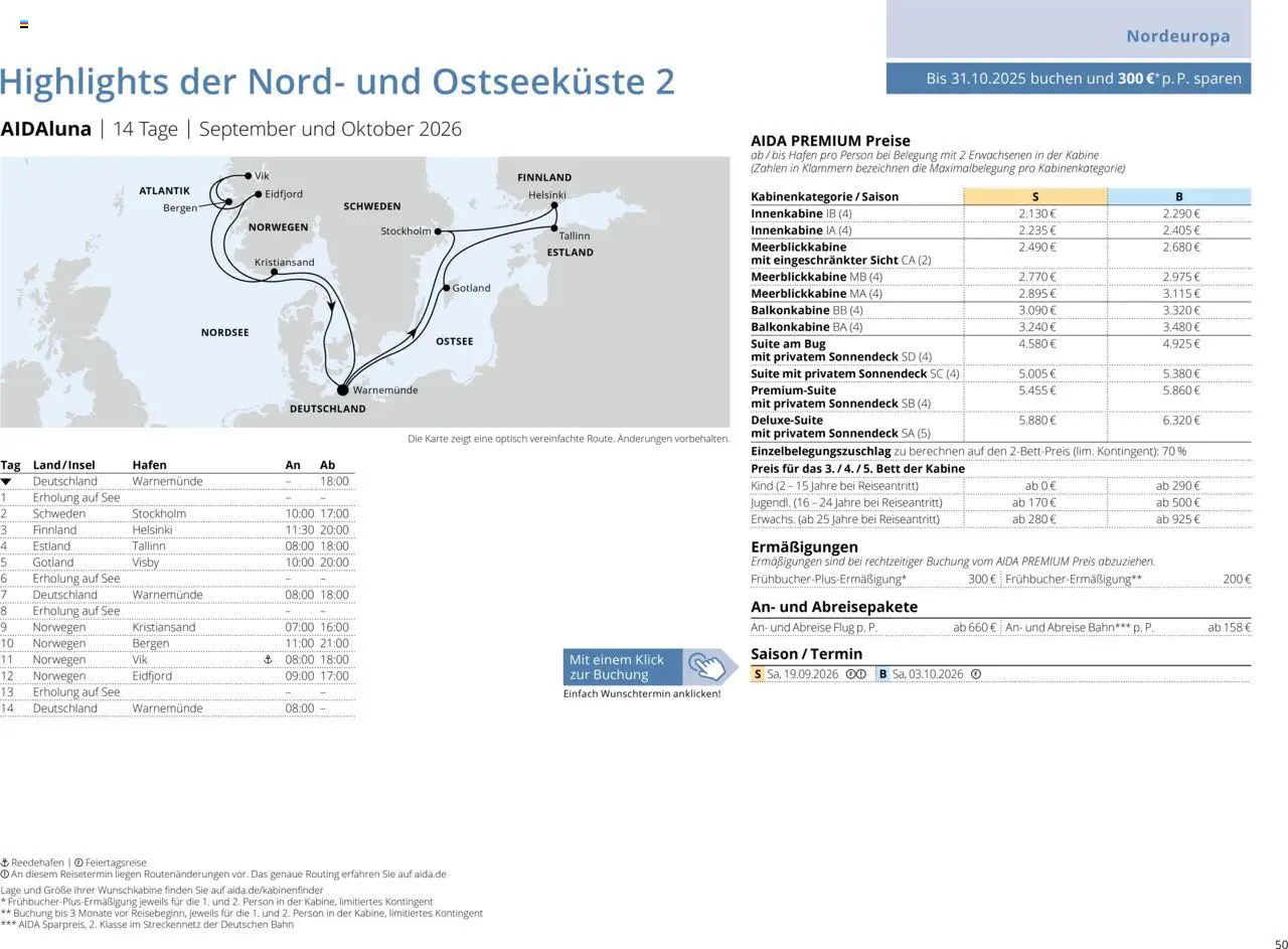 Aida Sommer 2026 – gültig ab 01.03.2026 | Seite: 50 | Produkte: Bett