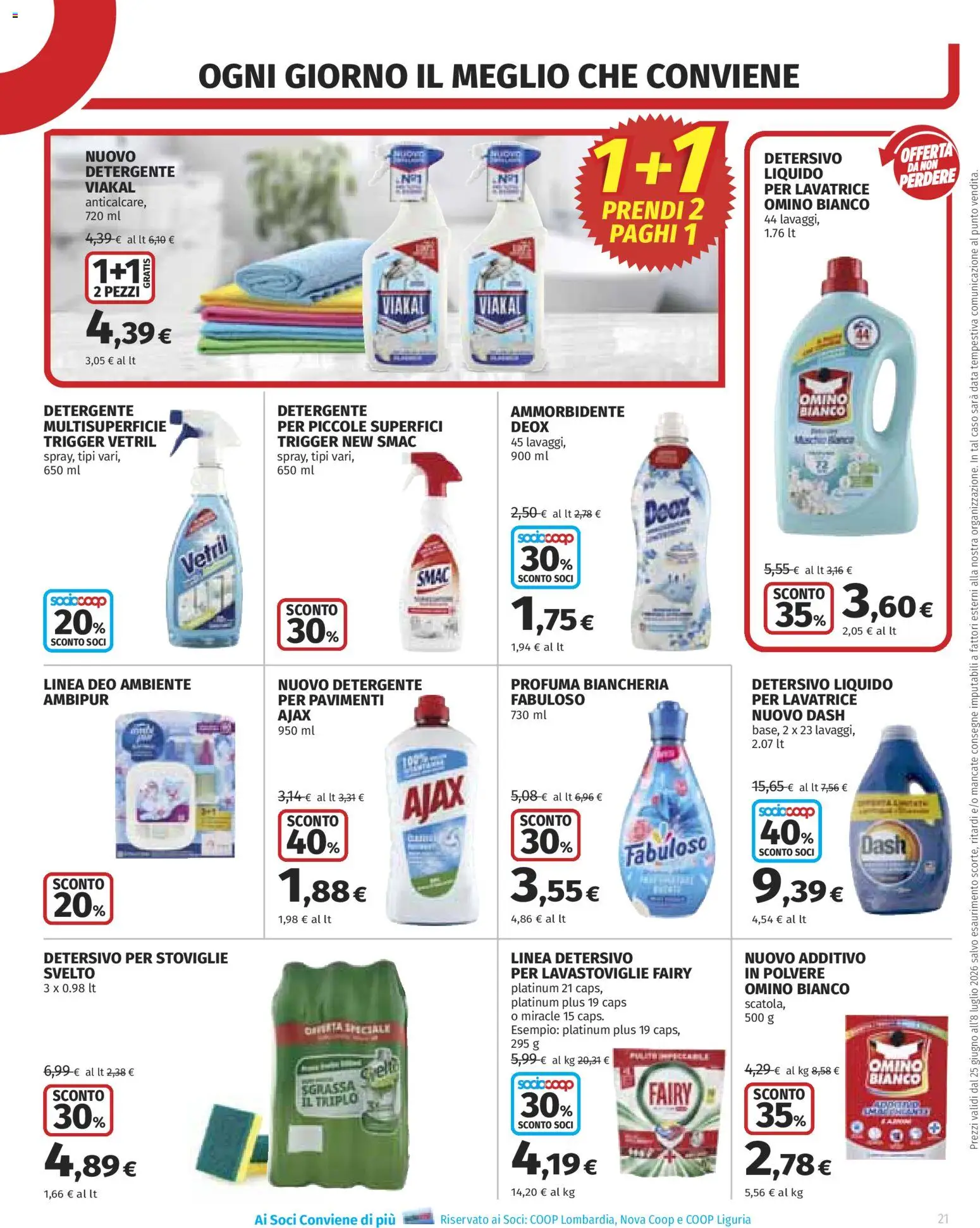 Volantino COOP del 25/06/2026 | Pagina: 21 | Prodotti: Detergente, Lavatrice, Lavastoviglie, Data