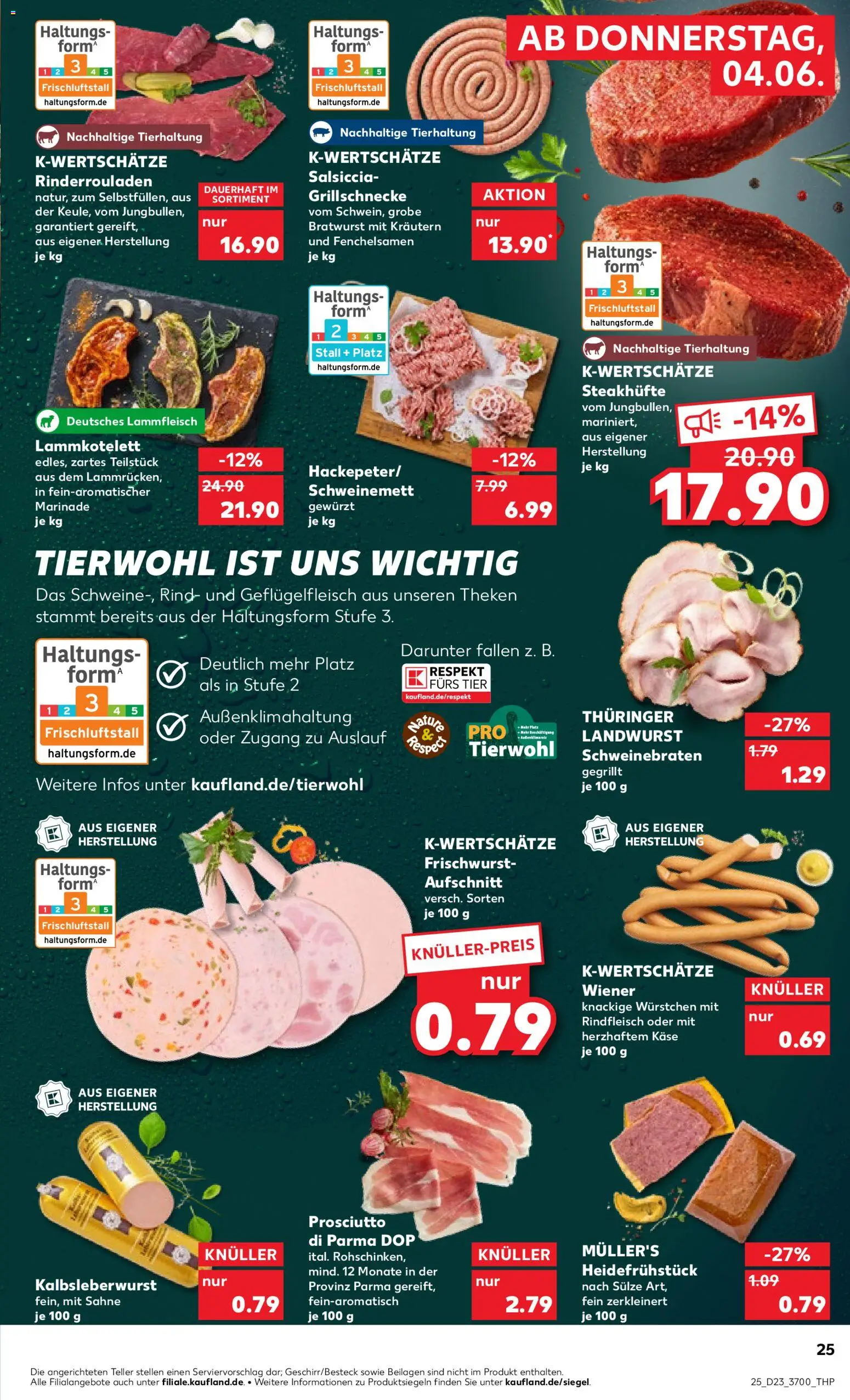 Kaufland Prospekt Rostock – gültig ab 04.06.2026 | Seite: 25 | Produkte: Rinderrouladen, Rindfleisch, Steak, Sahne