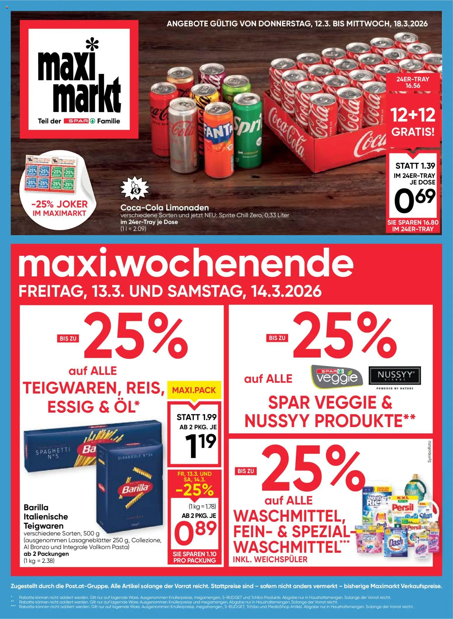 Maximarkt Flugblatt gültig ab 12.03.2026 | Seite: 1 | Produkte: Pasta, Hajdina liszt, Weichspüler