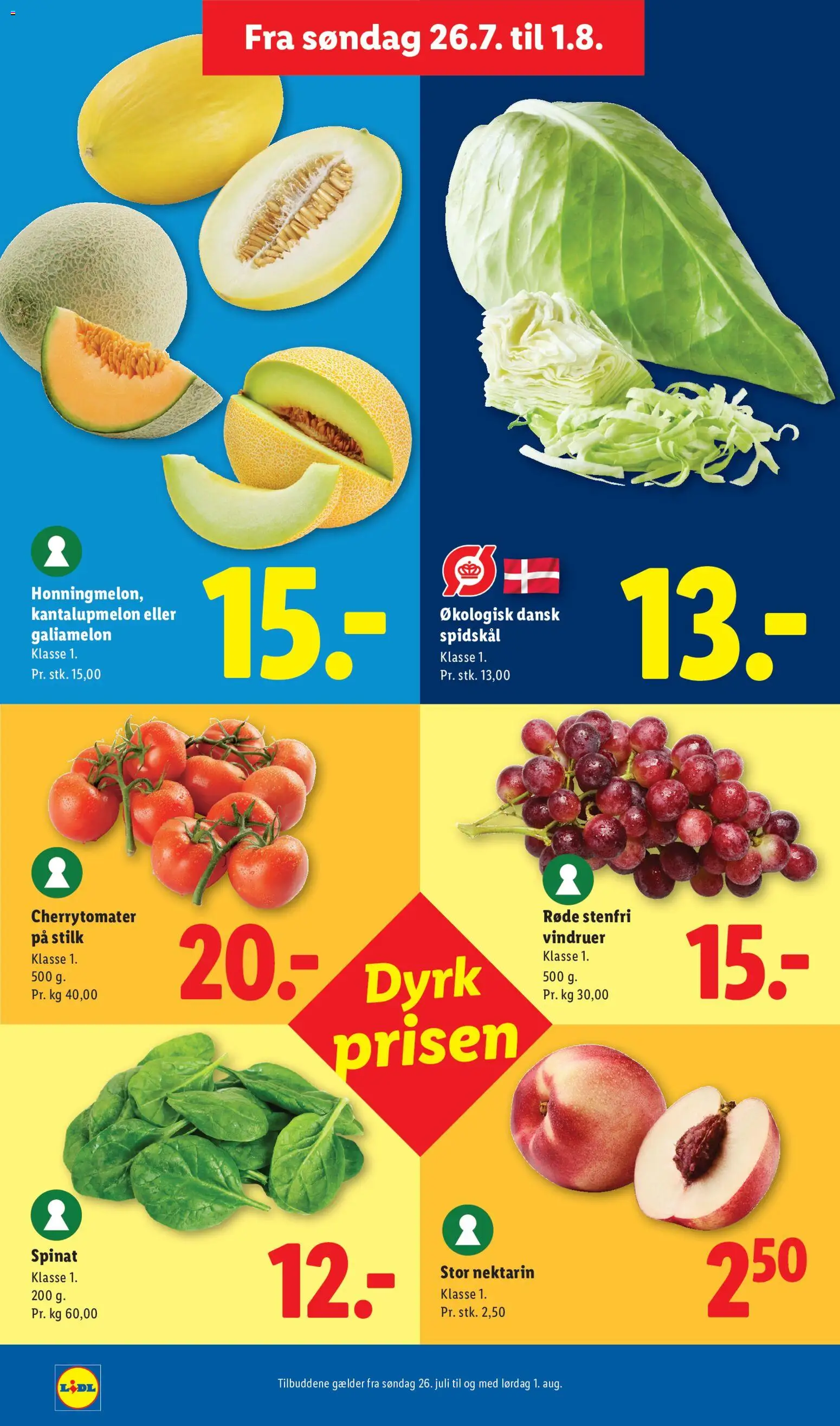 Lidl tilbudsavis – gyldig fra 26/07/2026 | Side: 17 | Produkter: Cherrytomater, Spidskål, Spinat, Galiamelon