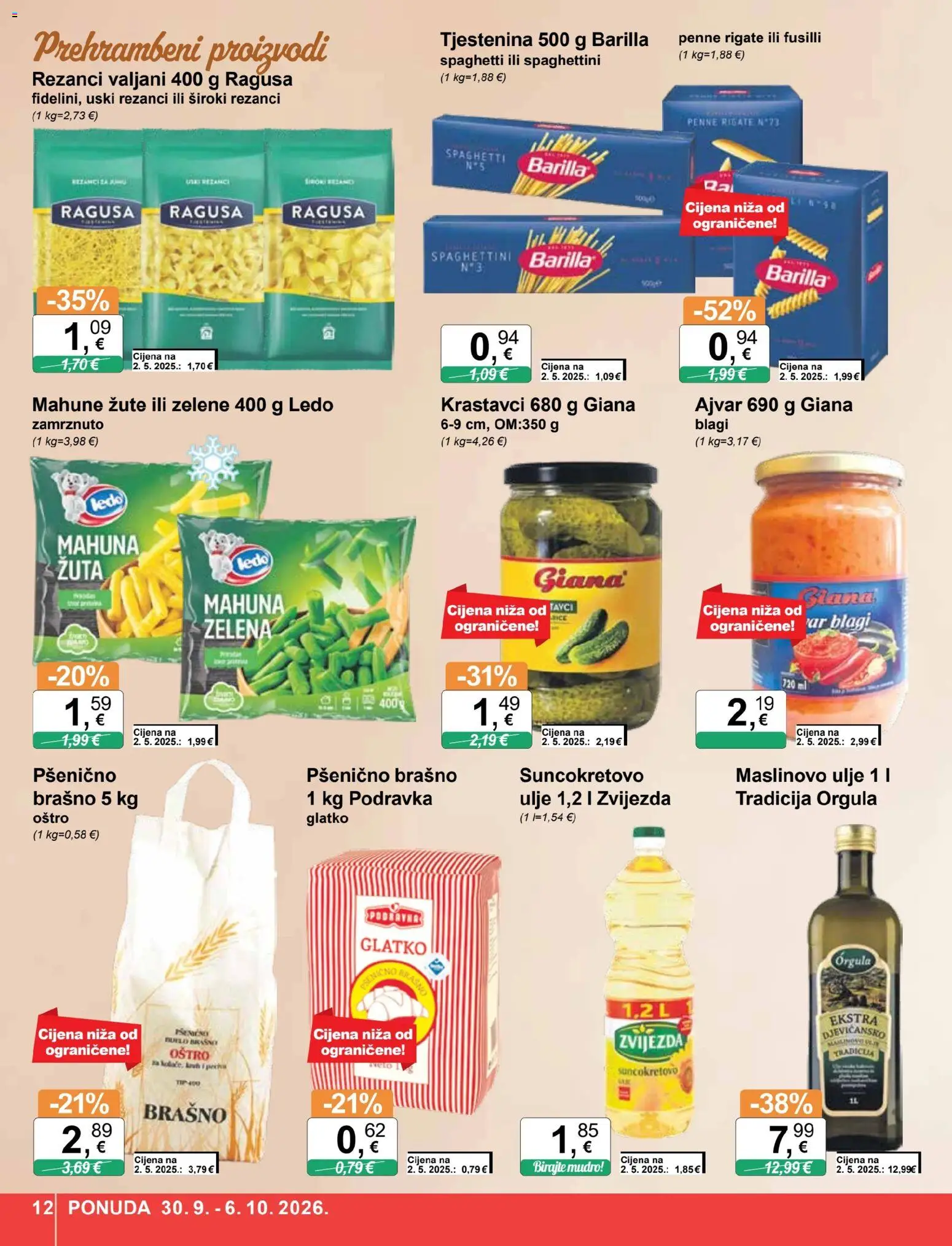 KTC katalog | vrijedi od 30.09.2026 | Stranica: 12 | Proizvodi: Ajvar, Rezanci, Tjestenina, Barilla