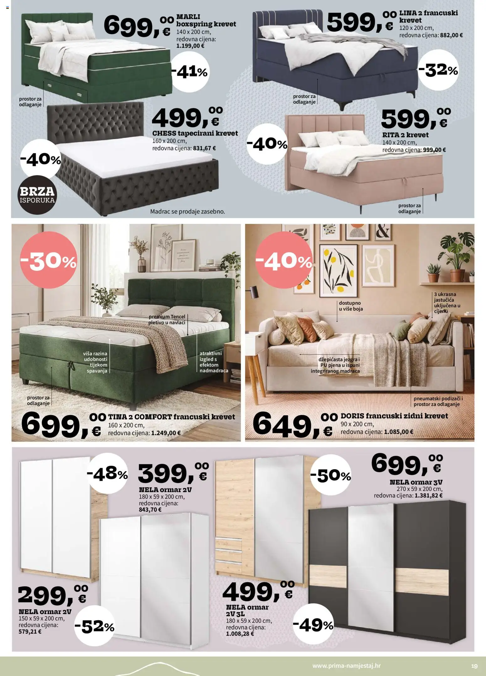 Prima katalog | vrijedi od 01.09.2026 | Stranica: 19 | Proizvodi: Krevet, Madrac, Pjena, Francuski krevet