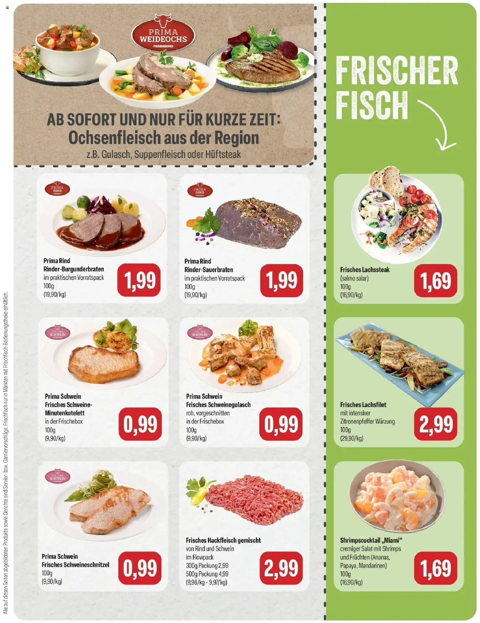 Feneberg Aktuelle Angebote (ab 25.10.2026) zum Blättern | Seite: 3 | Produkte: Schweinegulasch, Fisch, Suppenfleisch, Salat