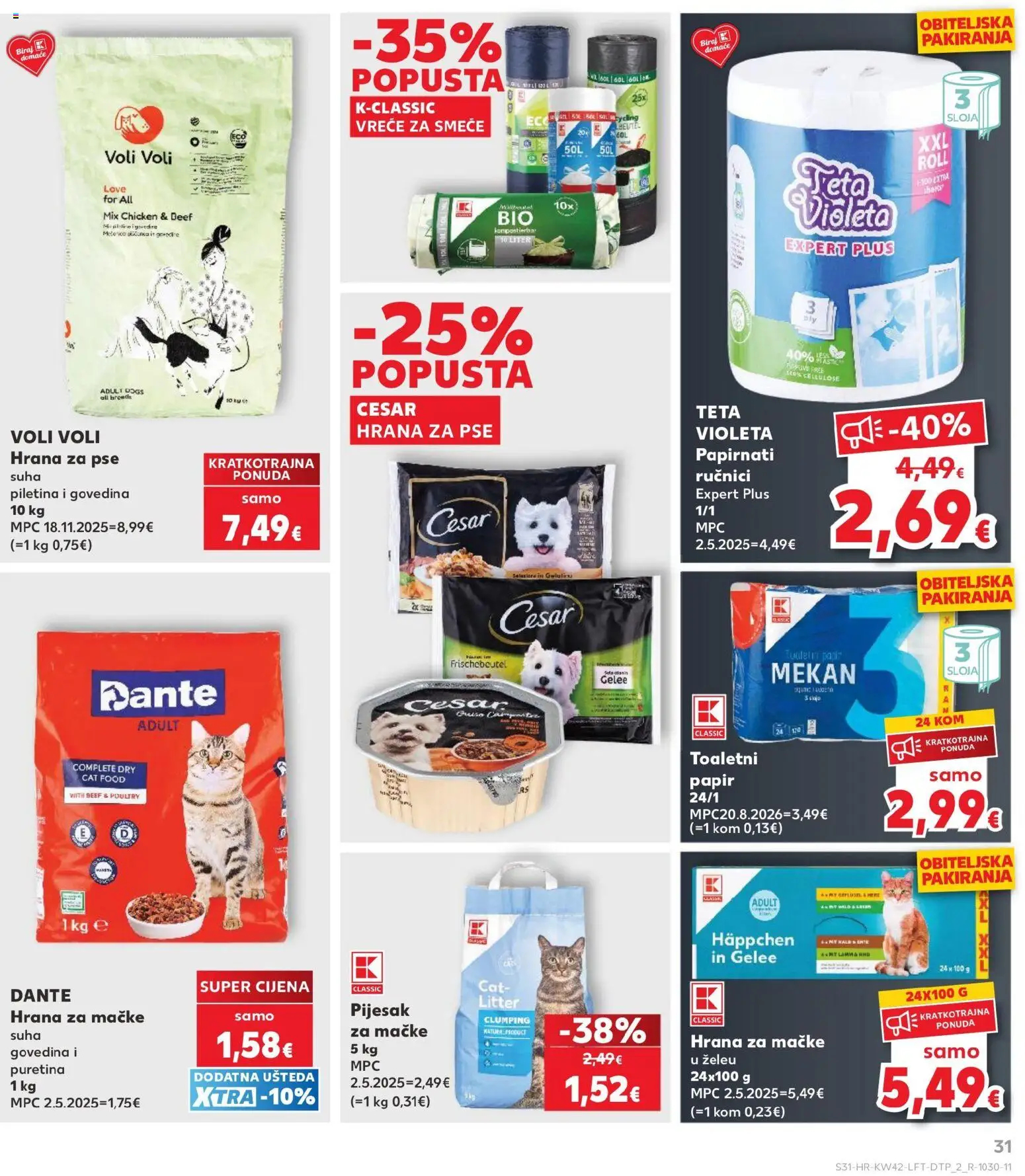 Kaufland katalog | vrijedi od 14.10.2026 | Stranica: 31 | Proizvodi: Puretina, Piletina, Govedina, Pijesak za mačke