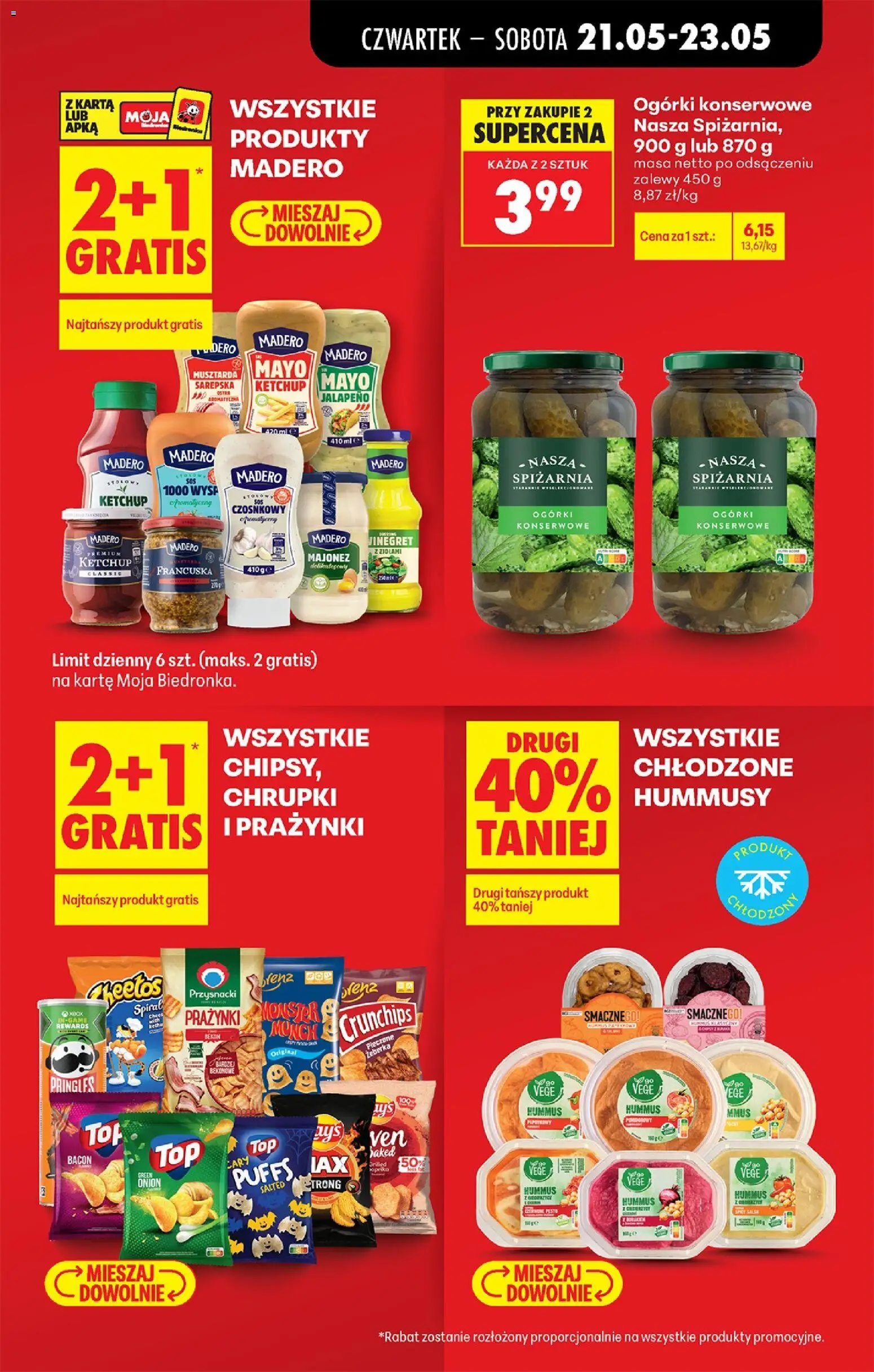 Biedronka gazetka od czwartku od 21.05.2026 | Strona: 11 | Produkty: Chrupki, Hummus, Pringles, Majonez